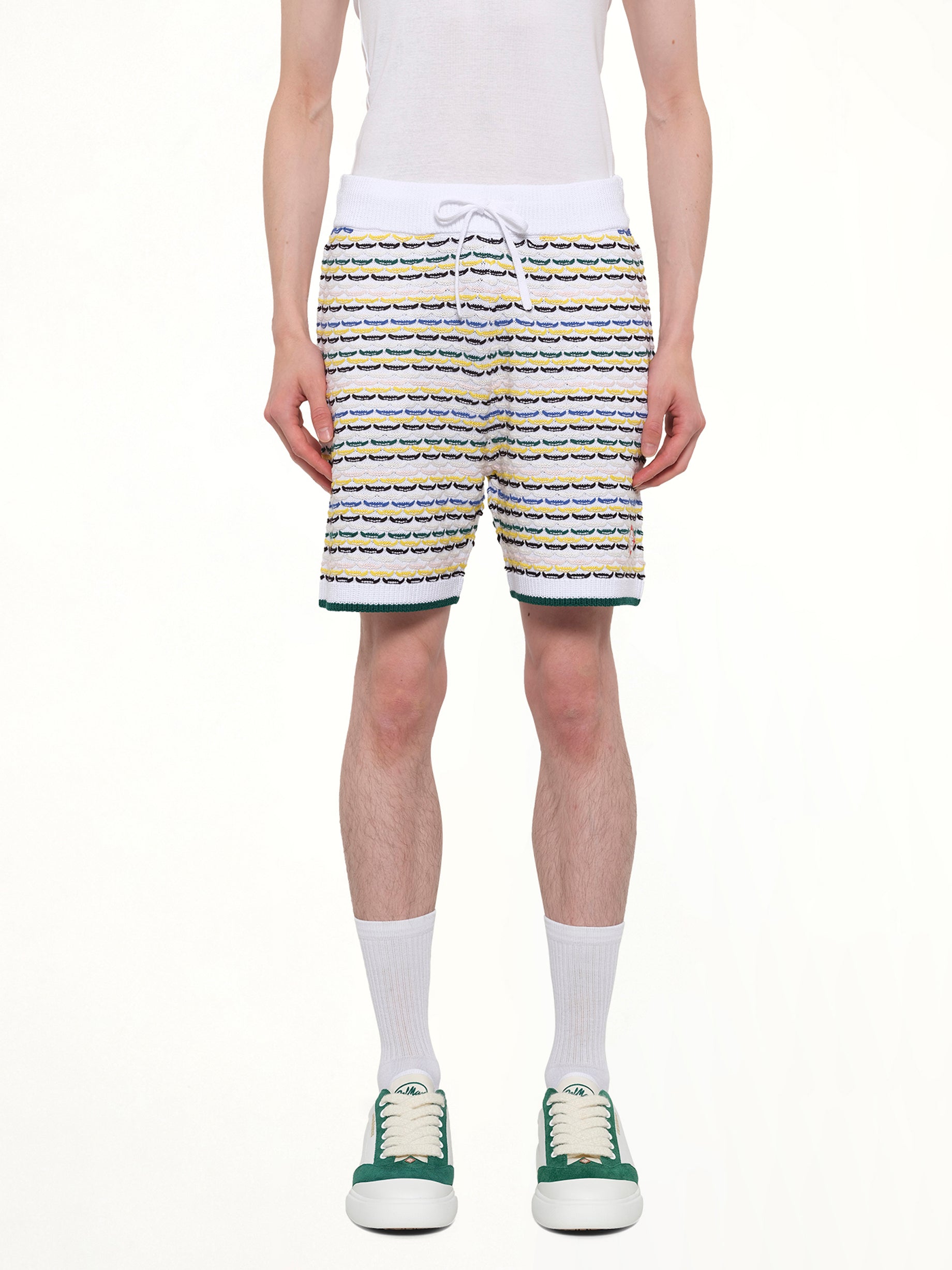 Tuck Stitch Shorts in White
