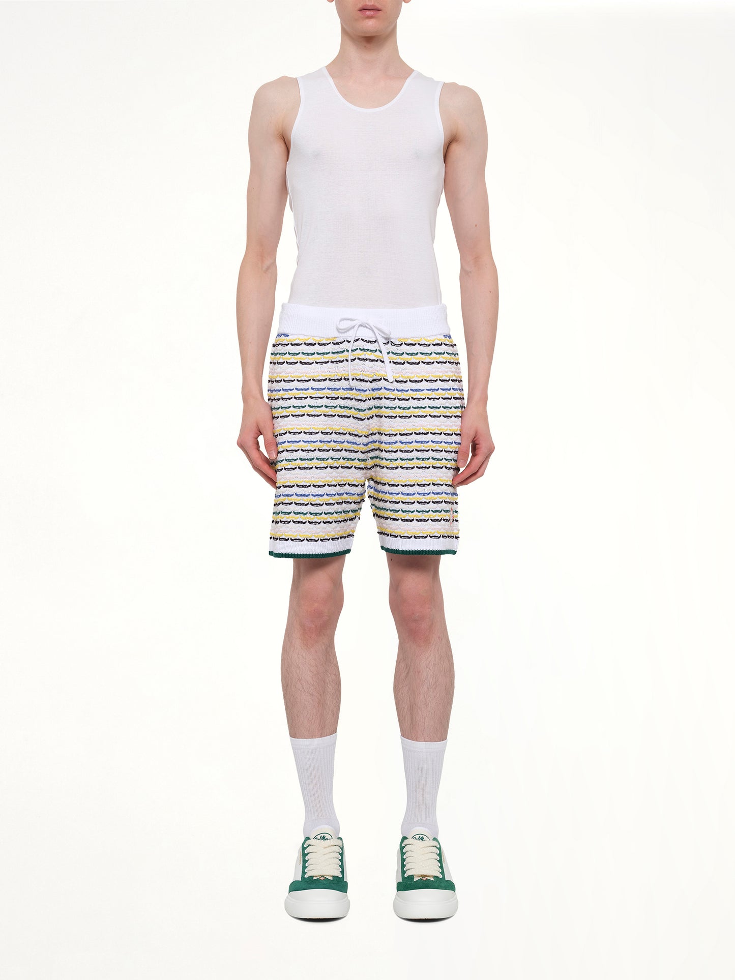 Tuck Stitch Shorts in White
