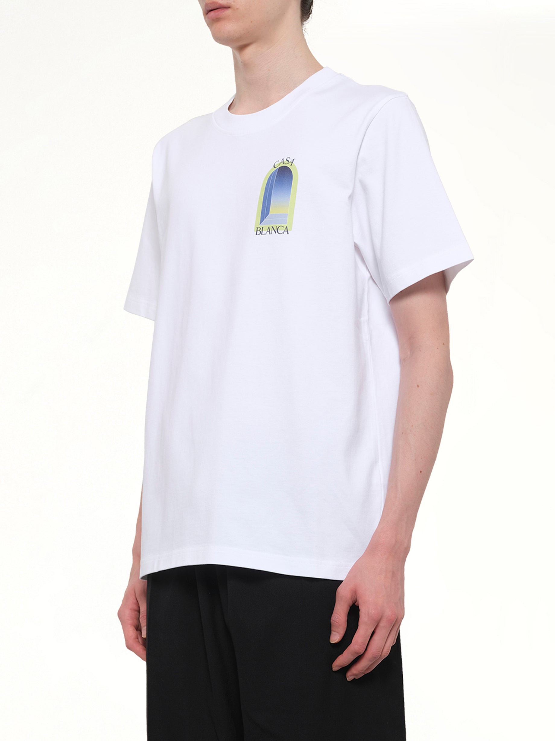 CASABLANCA Arches Classic T-Shirt in White Side View from MARAIS