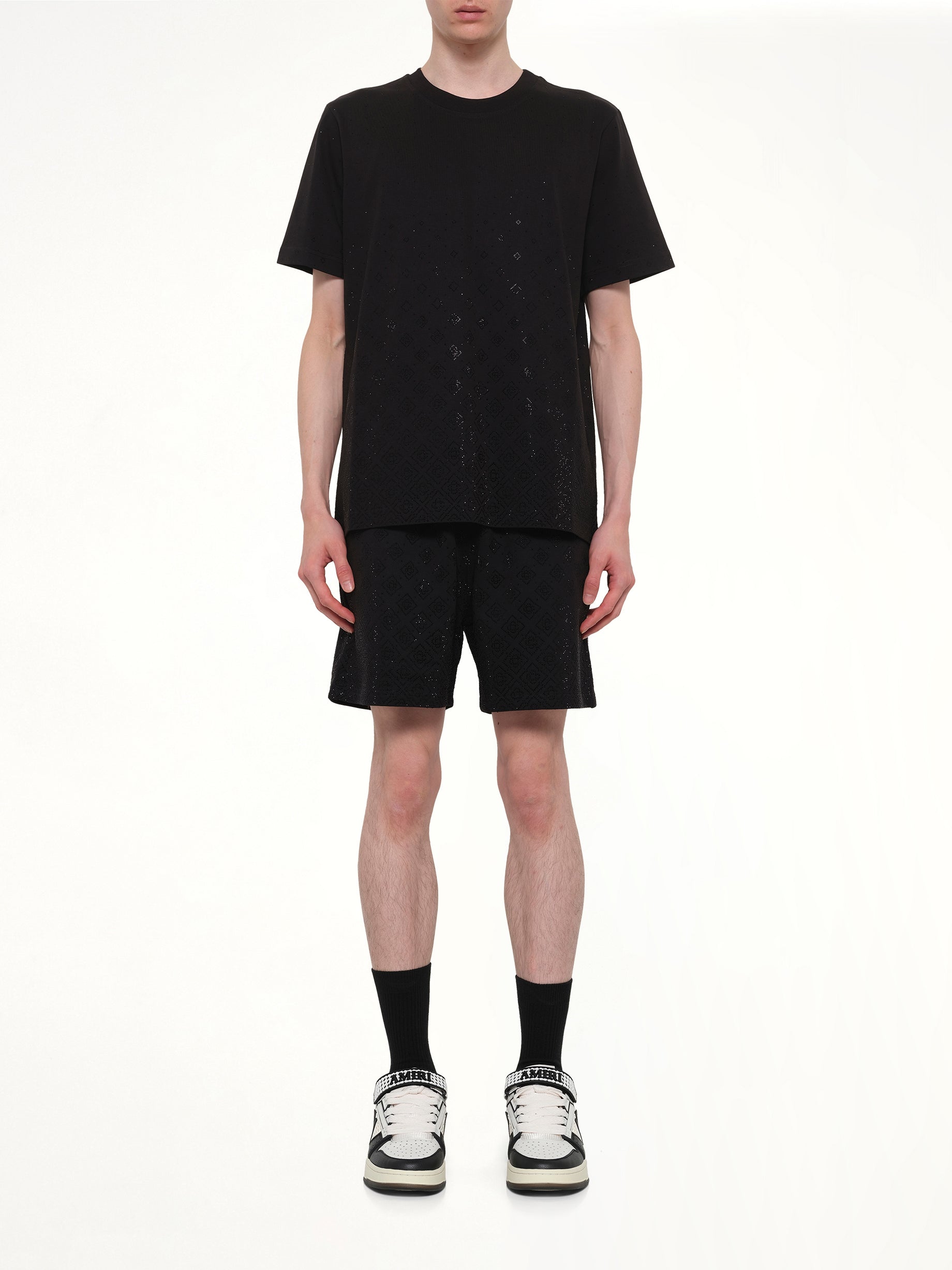 CASABLANCA Crystal Monogram Classic T-Shirt in Black Model View from MARAIS