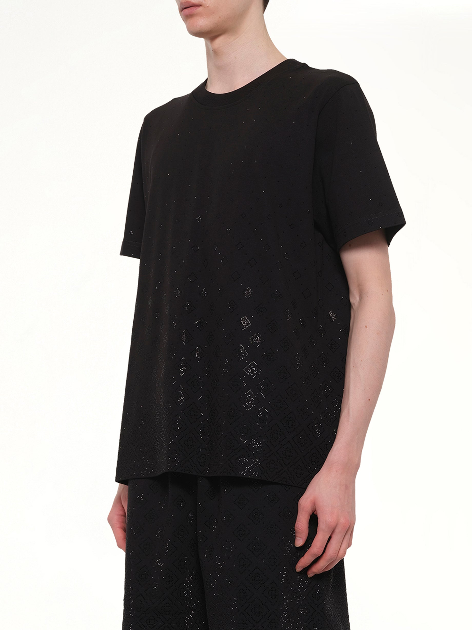 CASABLANCA Crystal Monogram Classic T-Shirt in Black Side View from MARAIS