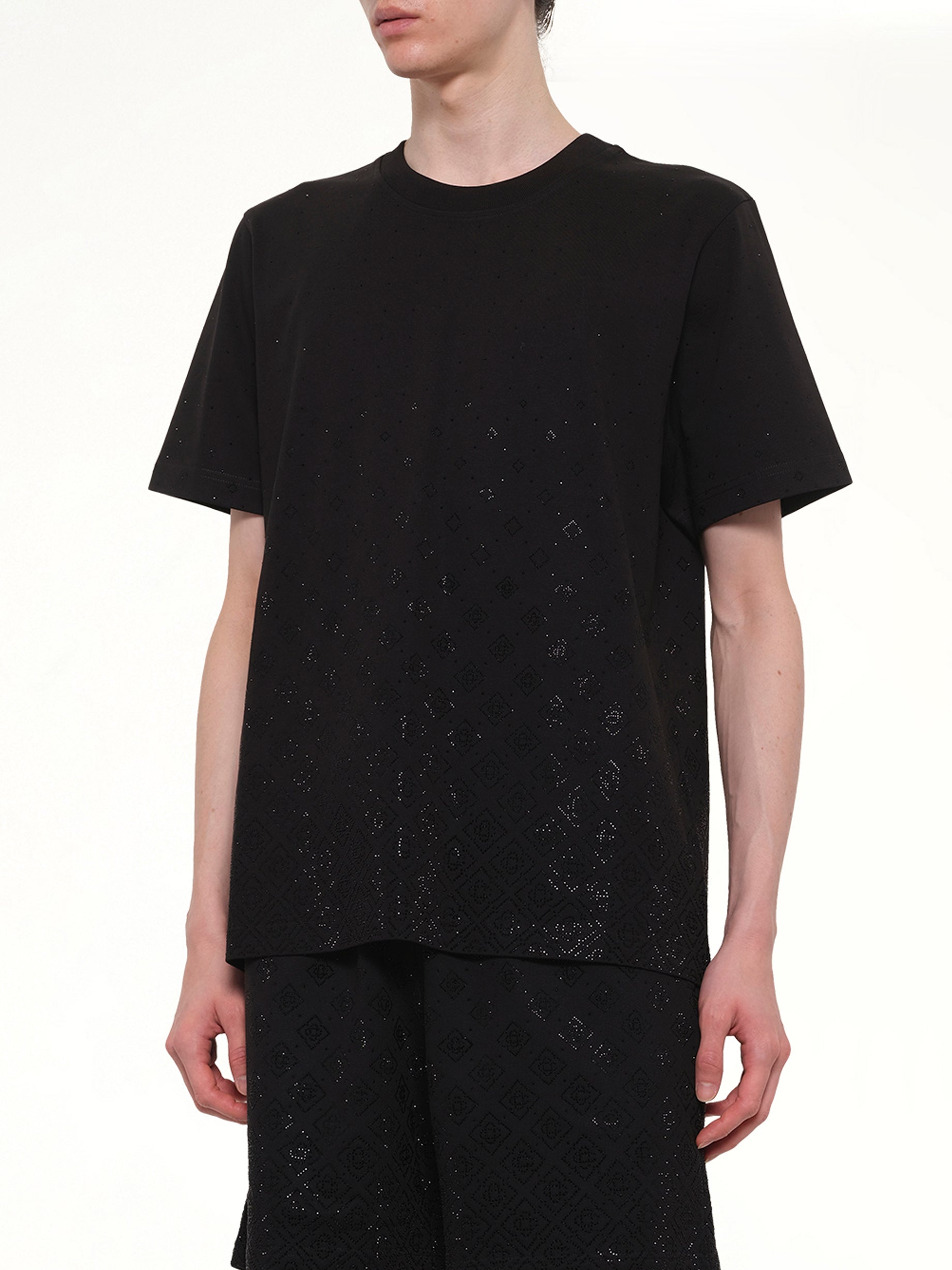 CASABLANCA Crystal Monogram Classic T-Shirt in Black Detail Shot from MARAIS