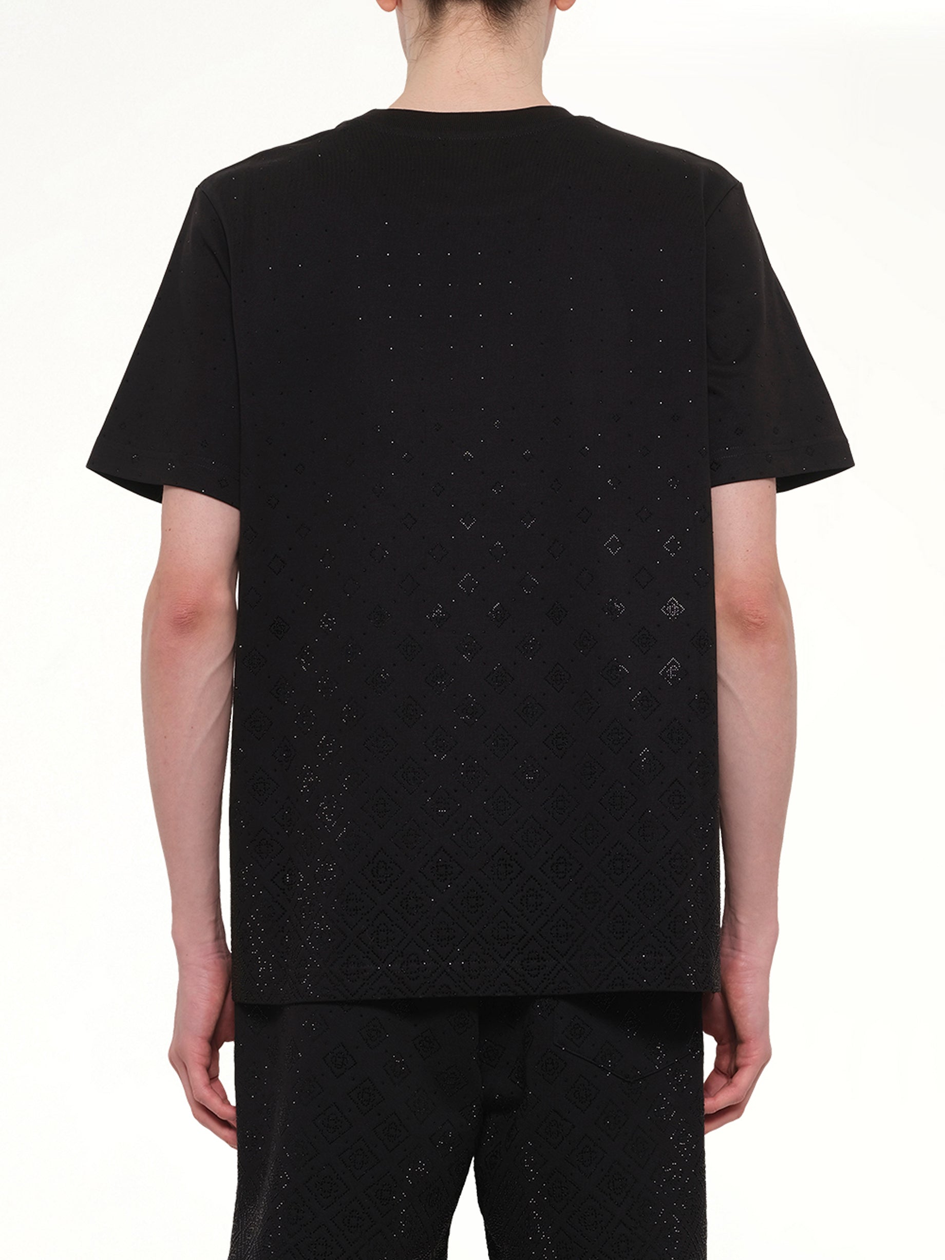 CASABLANCA Crystal Monogram Classic T-Shirt in Black Back View from MARAIS
