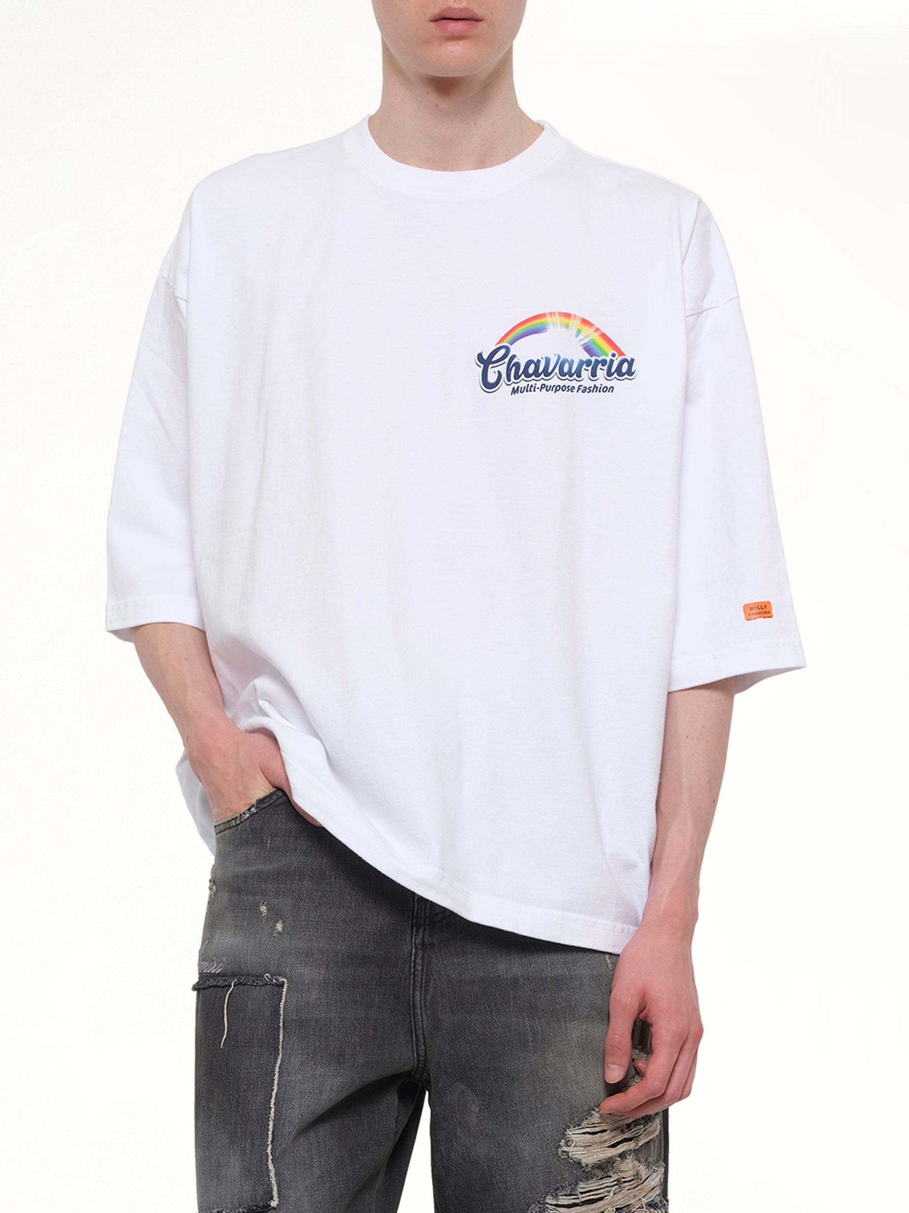 WILLY CHAVARRIA Fabuloso Buffalo T-Shirt in White Detail Shot from MARAIS