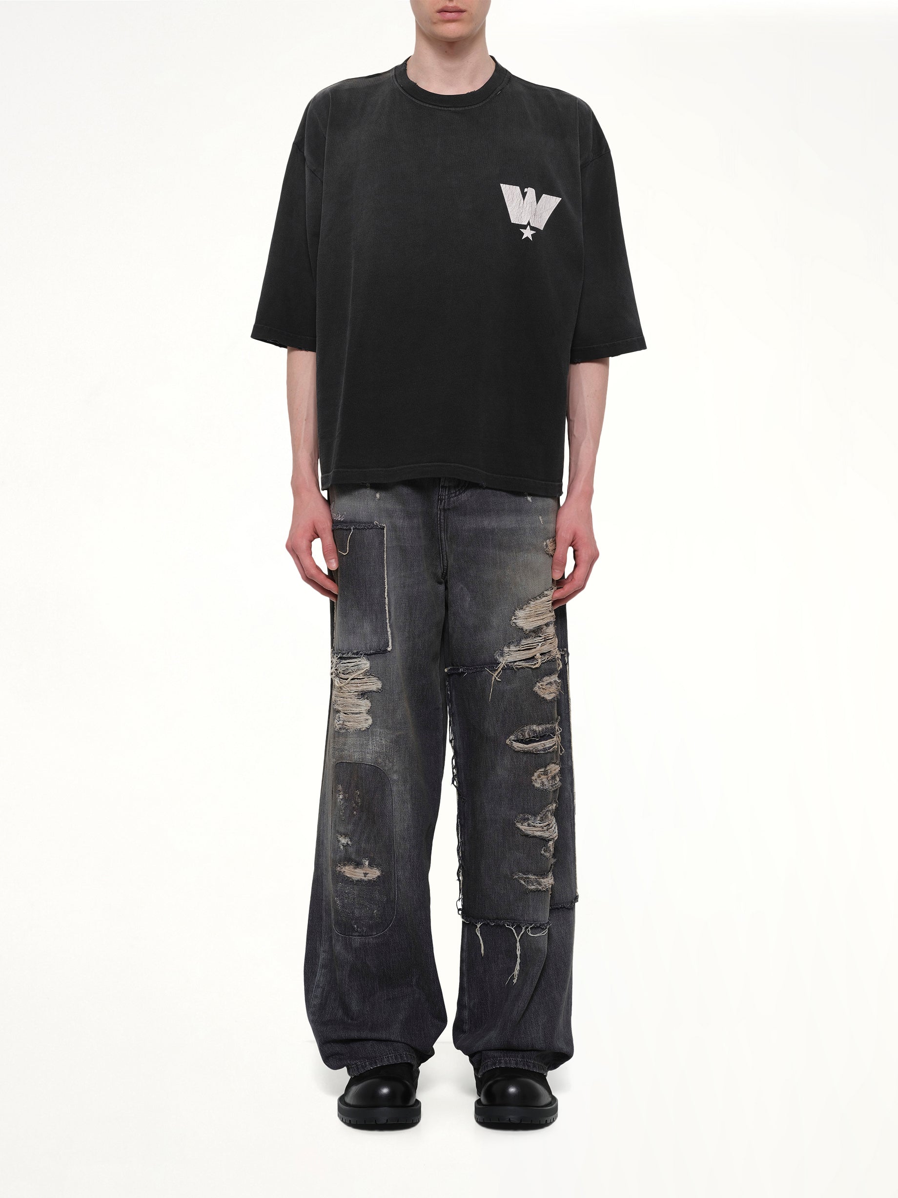 WILLY CHAVARRIA Fashion Service Association Buffalo T-Shirt in Black Model View from MARAIS