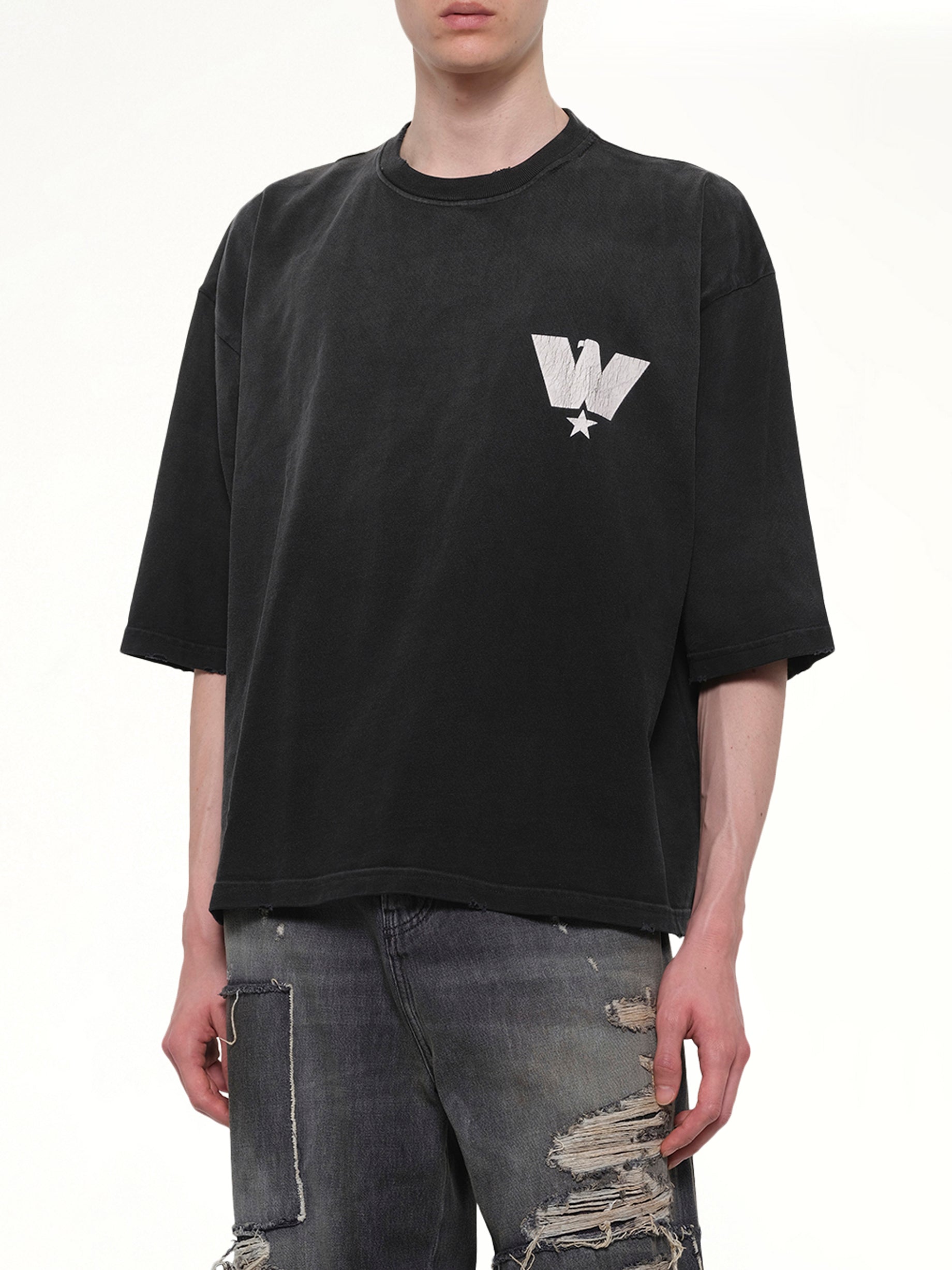 WILLY CHAVARRIA Fashion Service Association Buffalo T-Shirt in Black Detail Shot from MARAIS