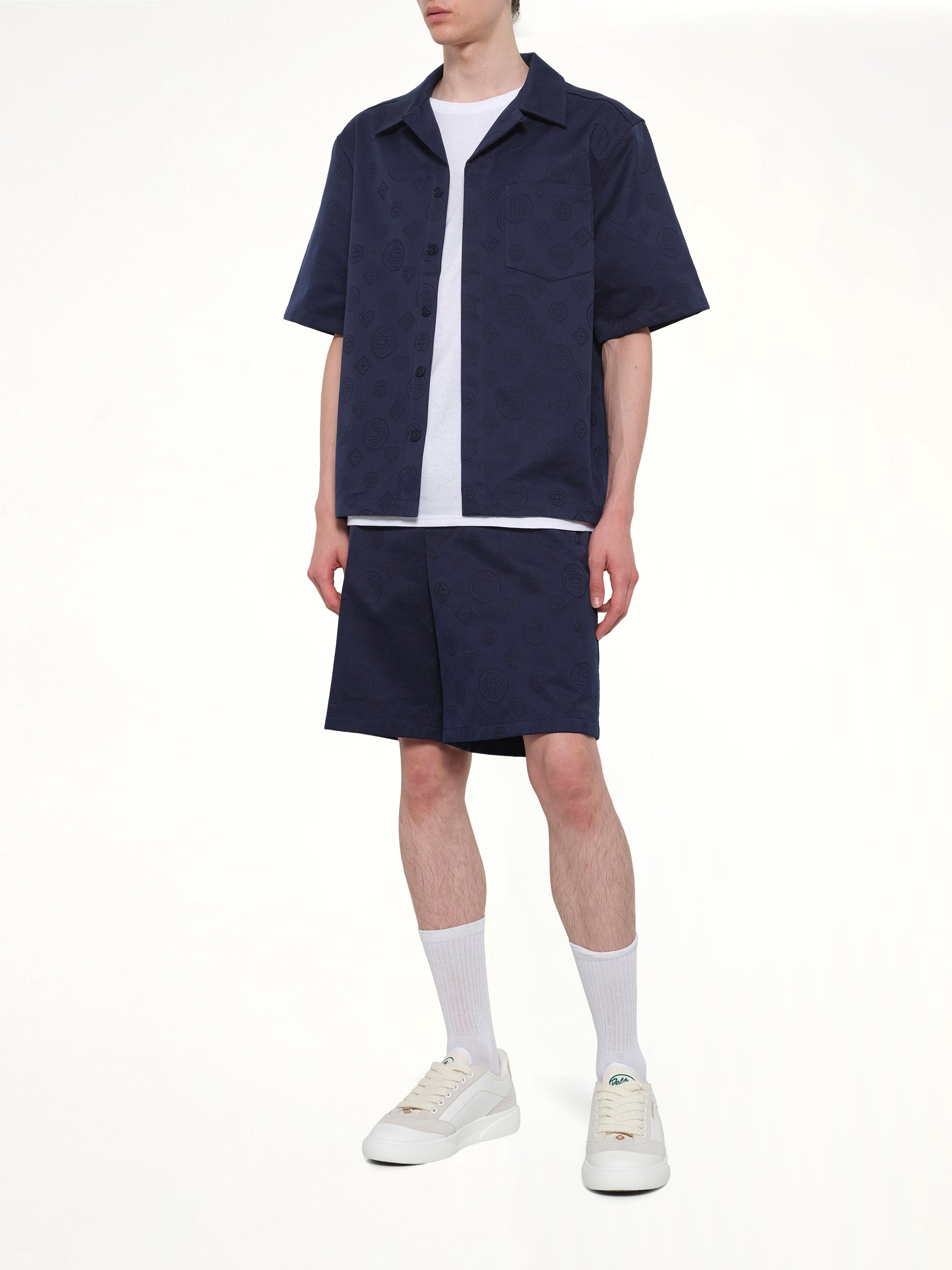 CASABLANCA Monogram SS Shirt in Blue Full Reference from MARAIS