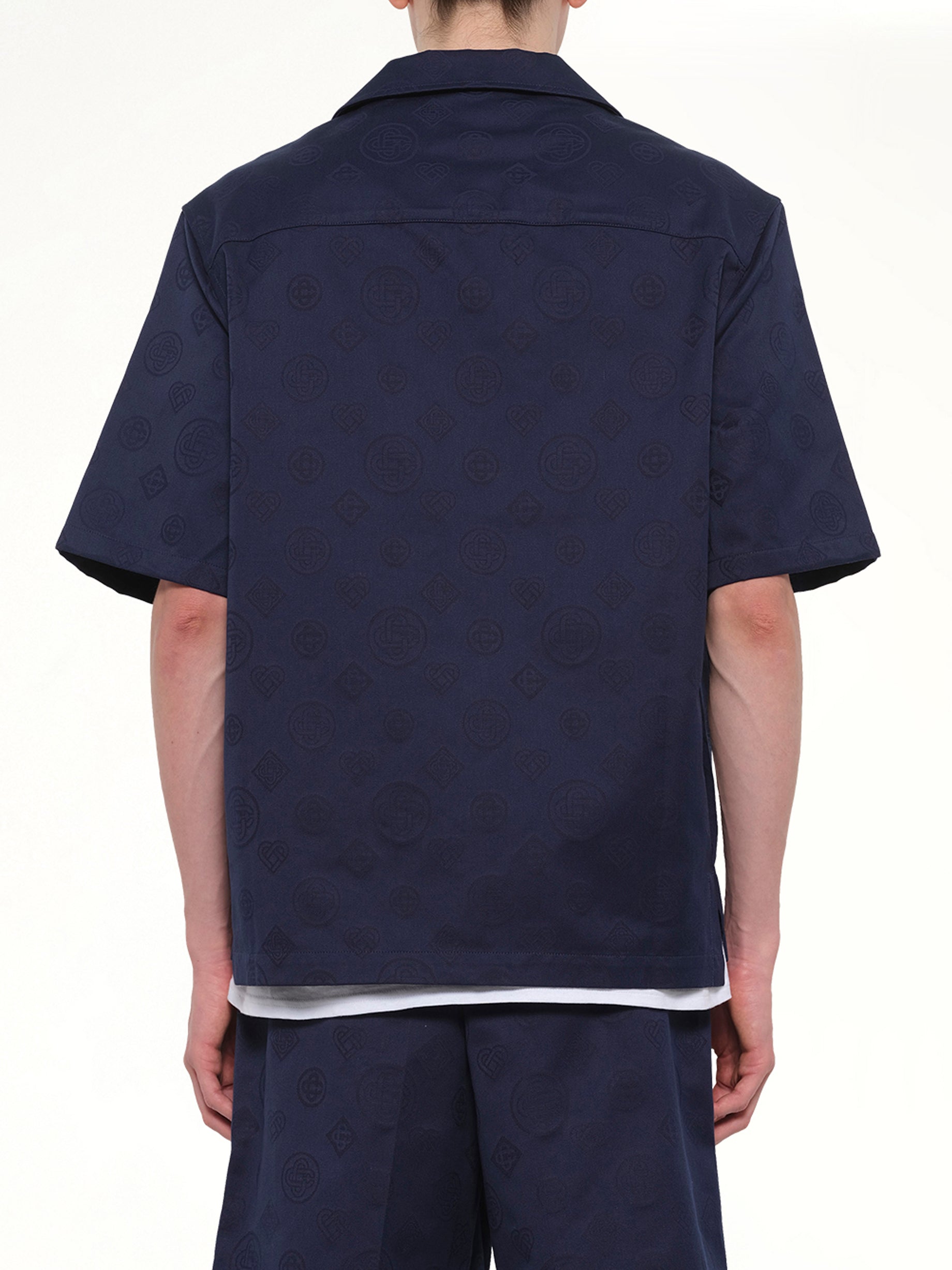 CASABLANCA Monogram SS Shirt in Blue Back View from MARAIS