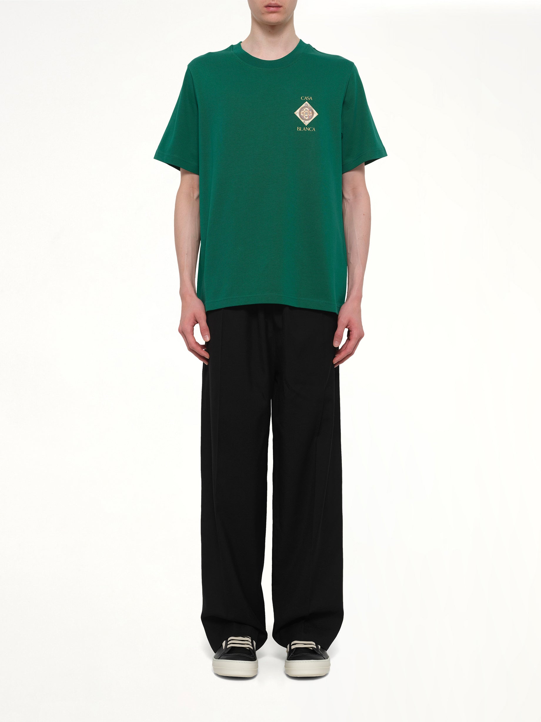 CASABLANCA Plafond Orne De Musique Classic T-Shirt in Green Model View from MARAIS