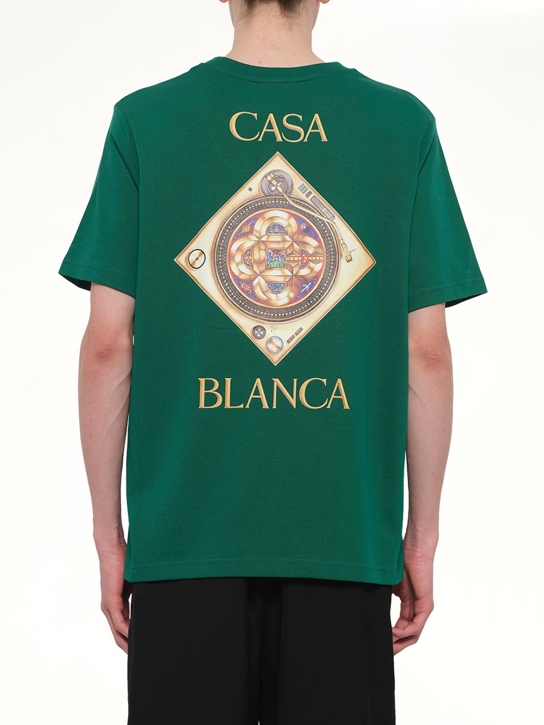 CASABLANCA Plafond Orne De Musique Classic T-Shirt in Green Back View from MARAIS