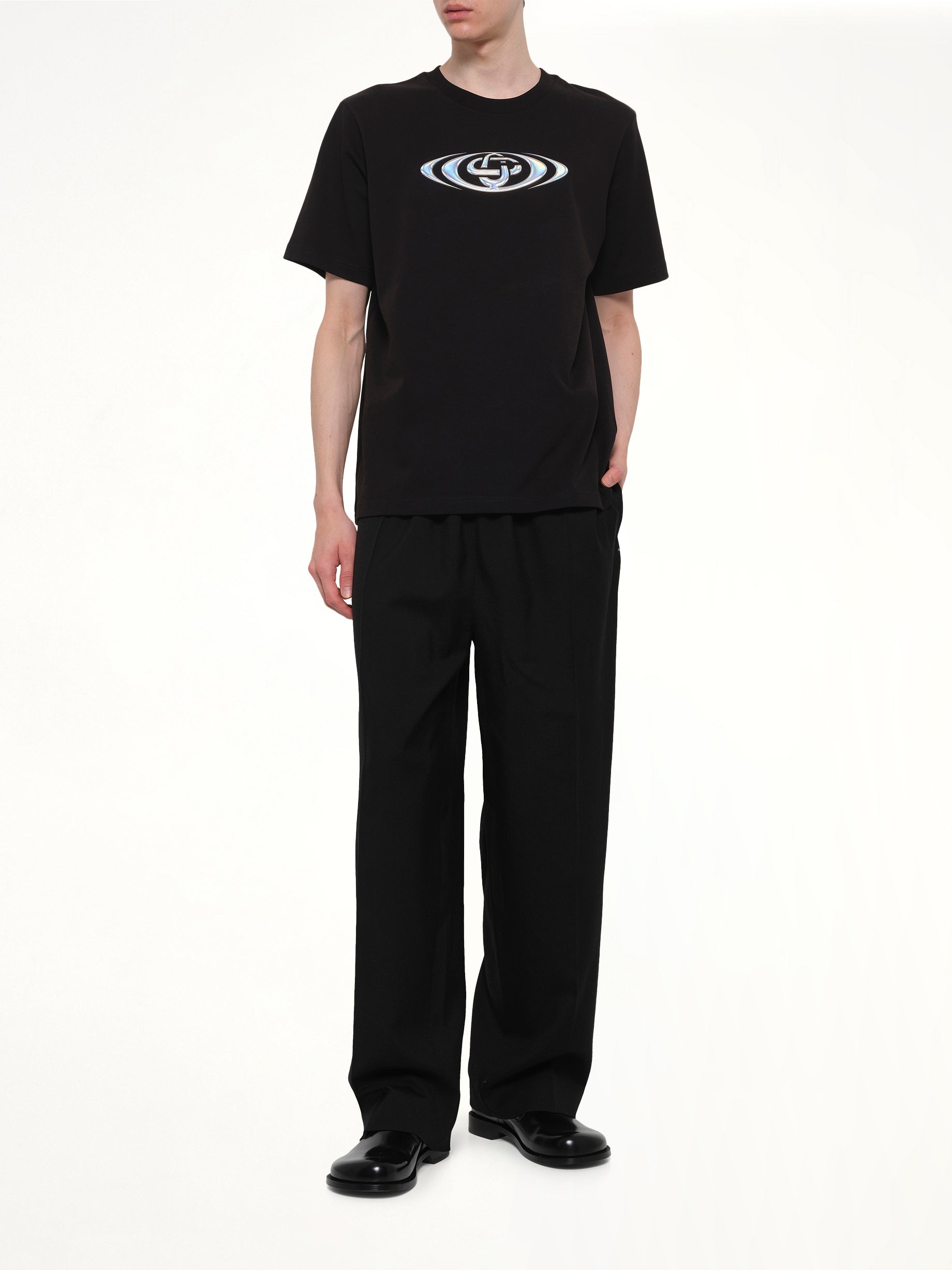 CASABLANCA Warped Logo Classic T-Shirt in Black Full Reference from MARAIS