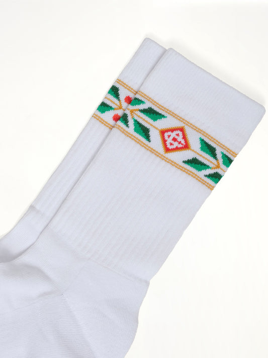 Laurel Ribbed Sports Socks in White