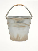 Bucket-Shaped Leather Bag in Silver