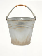 Bucket-Shaped Leather Bag in Silver