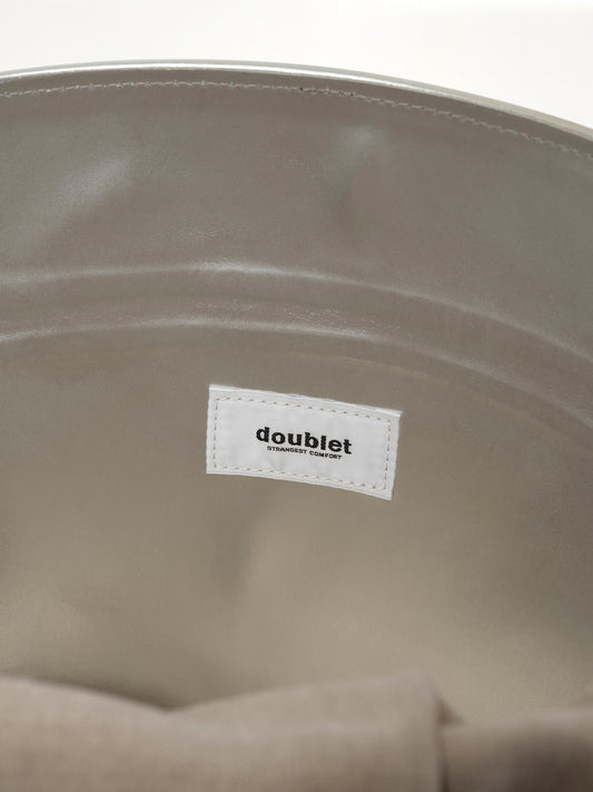 Bucket-Shaped Leather Bag in Silver