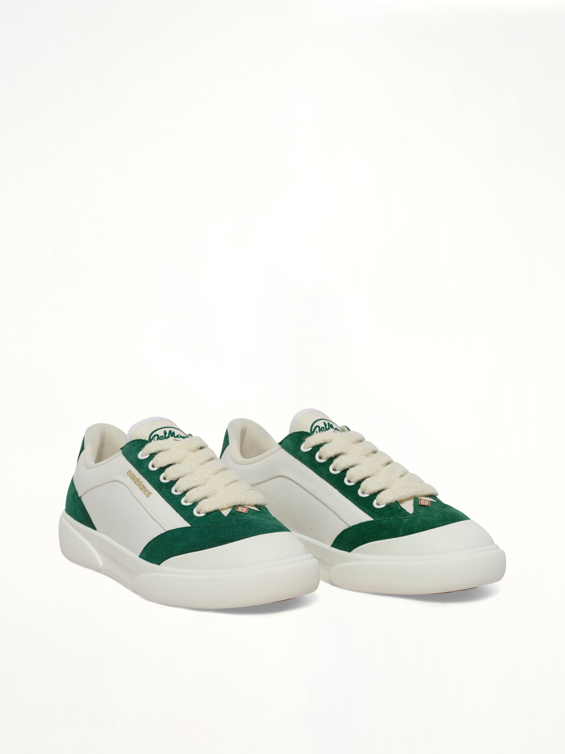 CASABLANCA Del Mar Sneaker in White/Green Front View from MARAIS