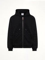 Crystal Monogram Zip-Up Hoodie in Black