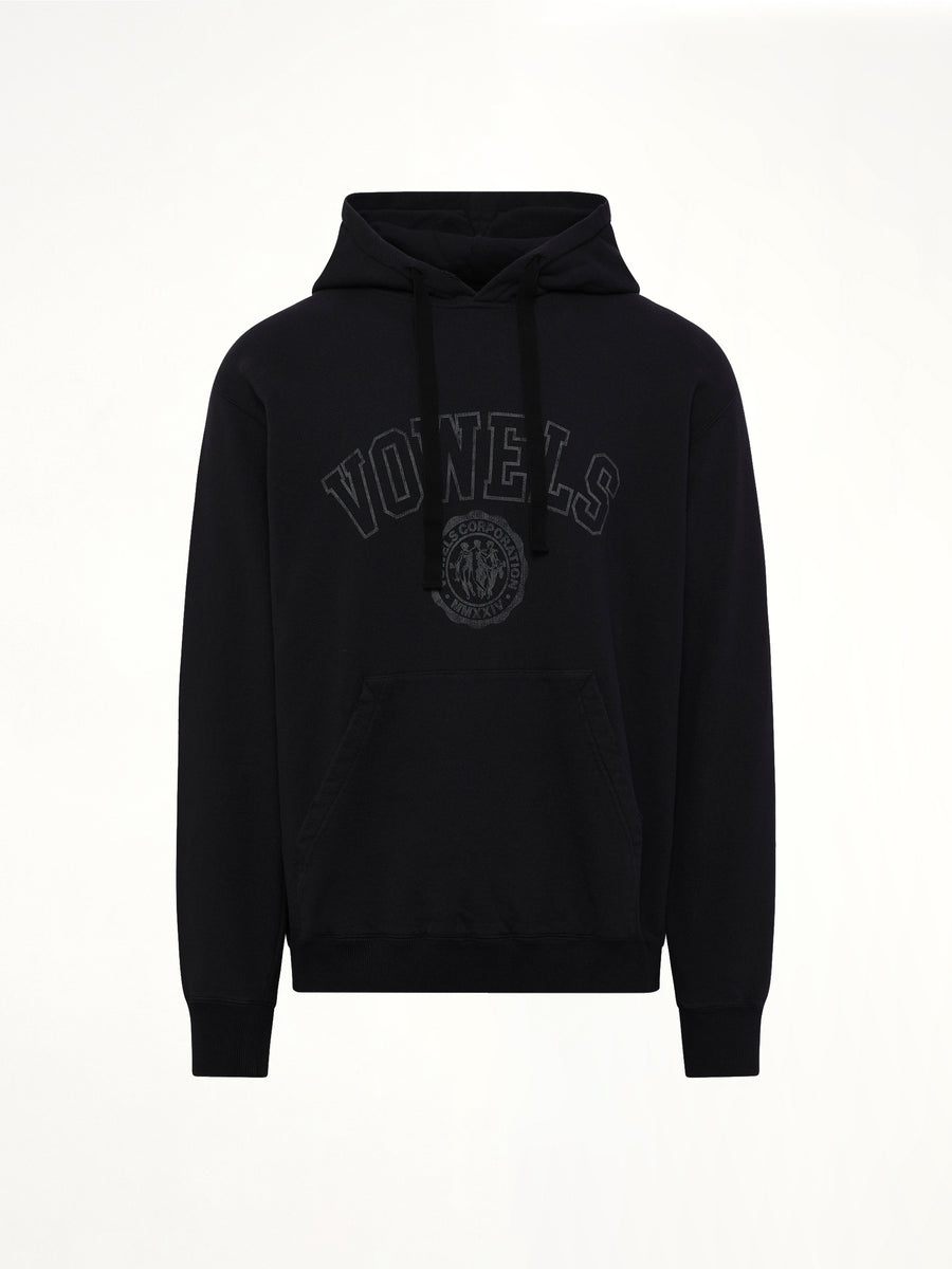 Faded Collegiate Hoodie in Black