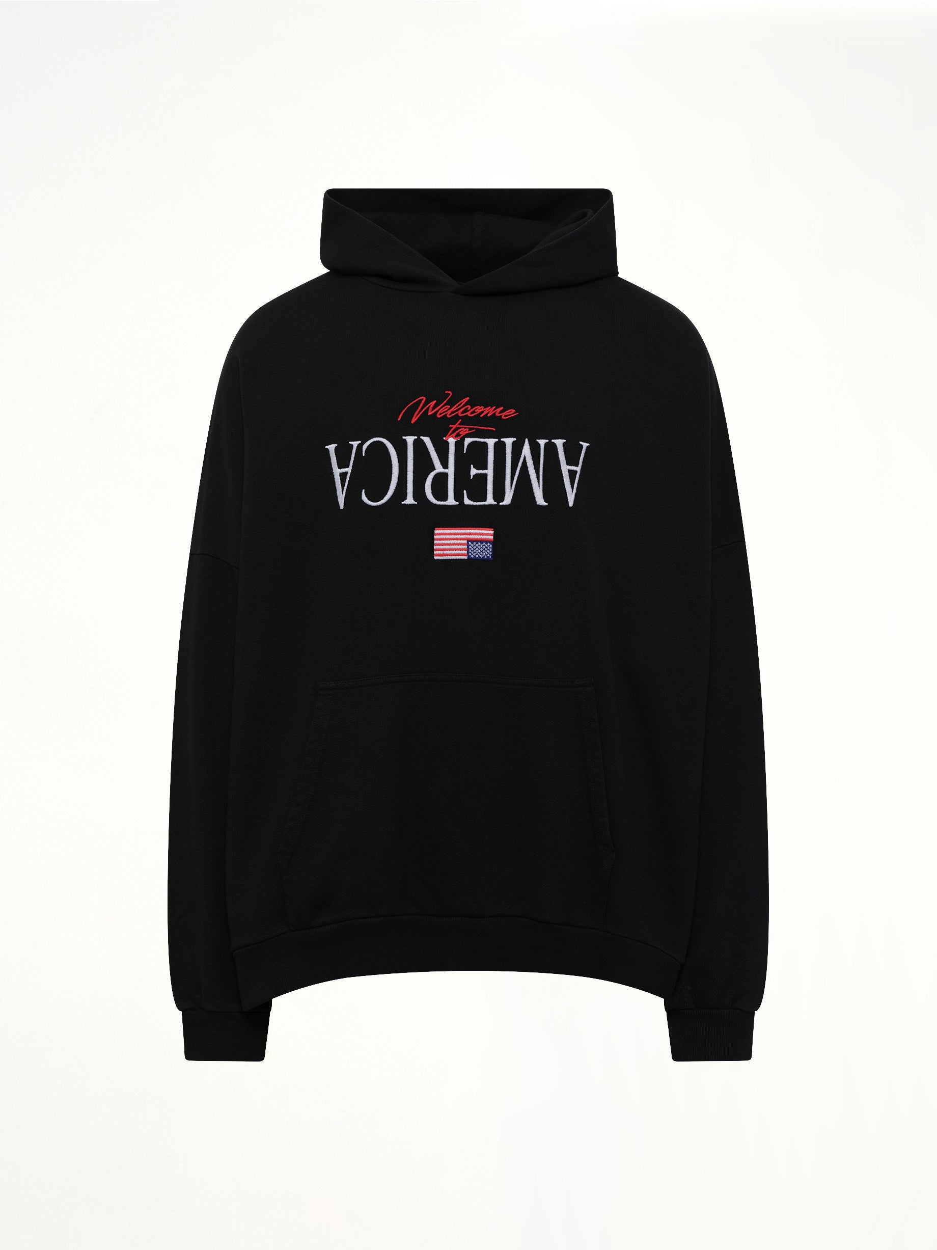 WILLY CHAVARRIA Welcome To America Hooligan Hoodie in Black Product Photo from MARAIS