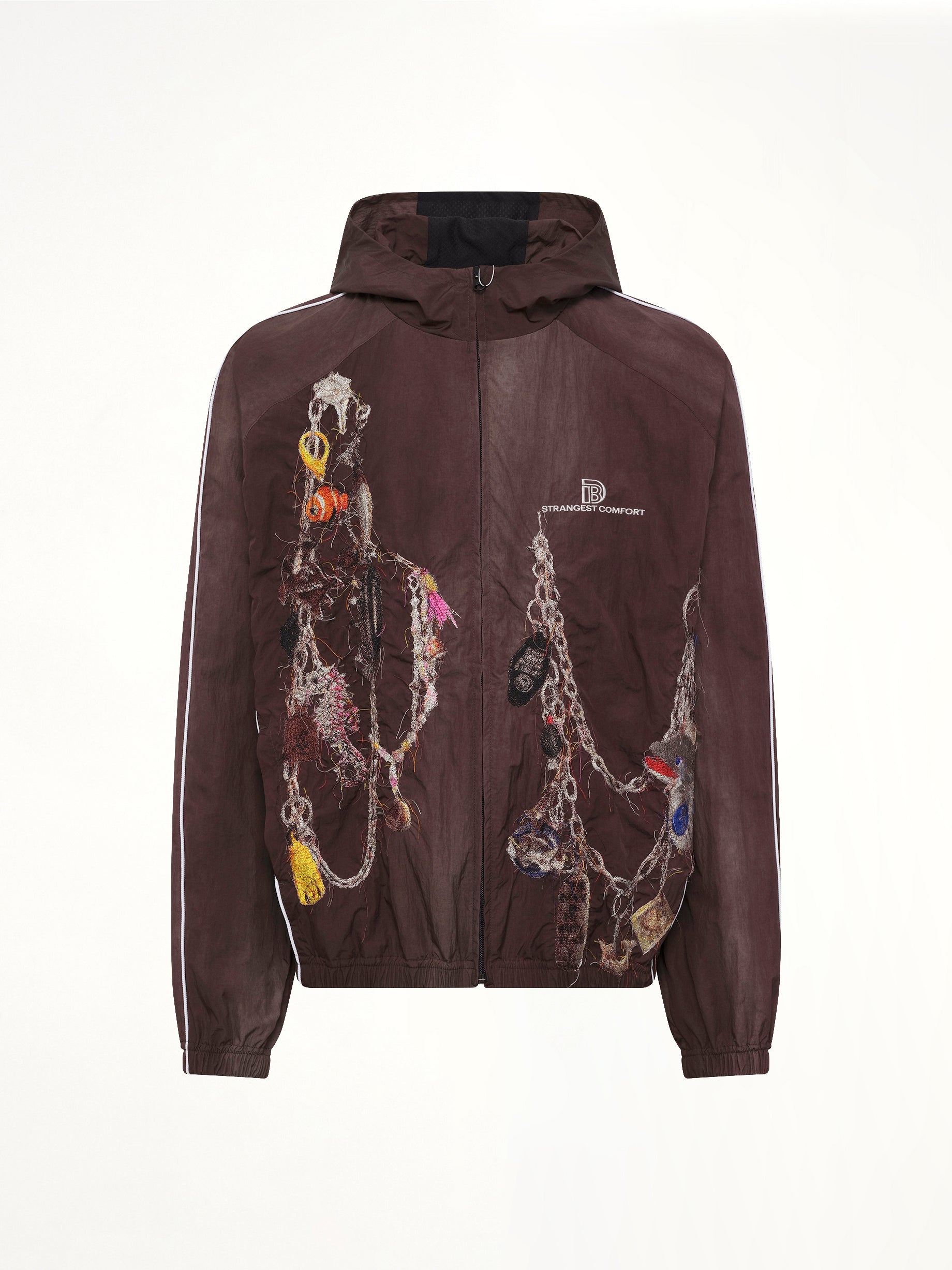 DOUBLET Embroidered Chain Track Jacket in Chacoal Product Photo from MARAIS