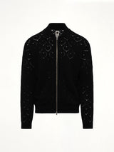Eyelet Knitted Zip Up in Black