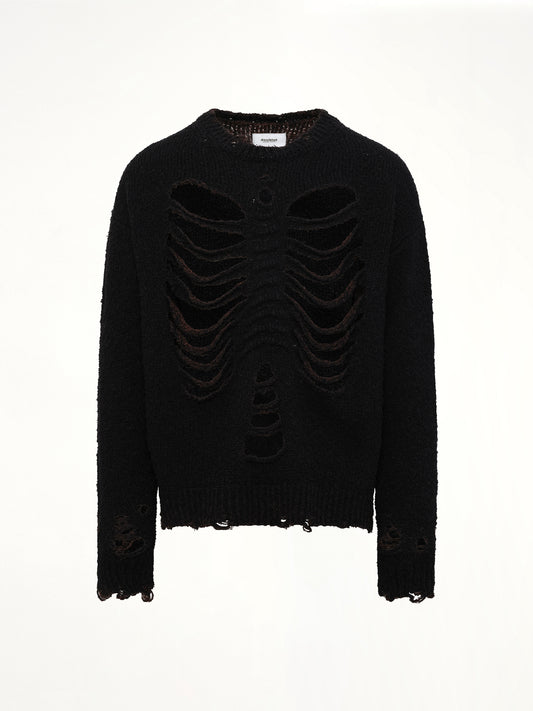 Rib & Spine Knit Pullover in Black