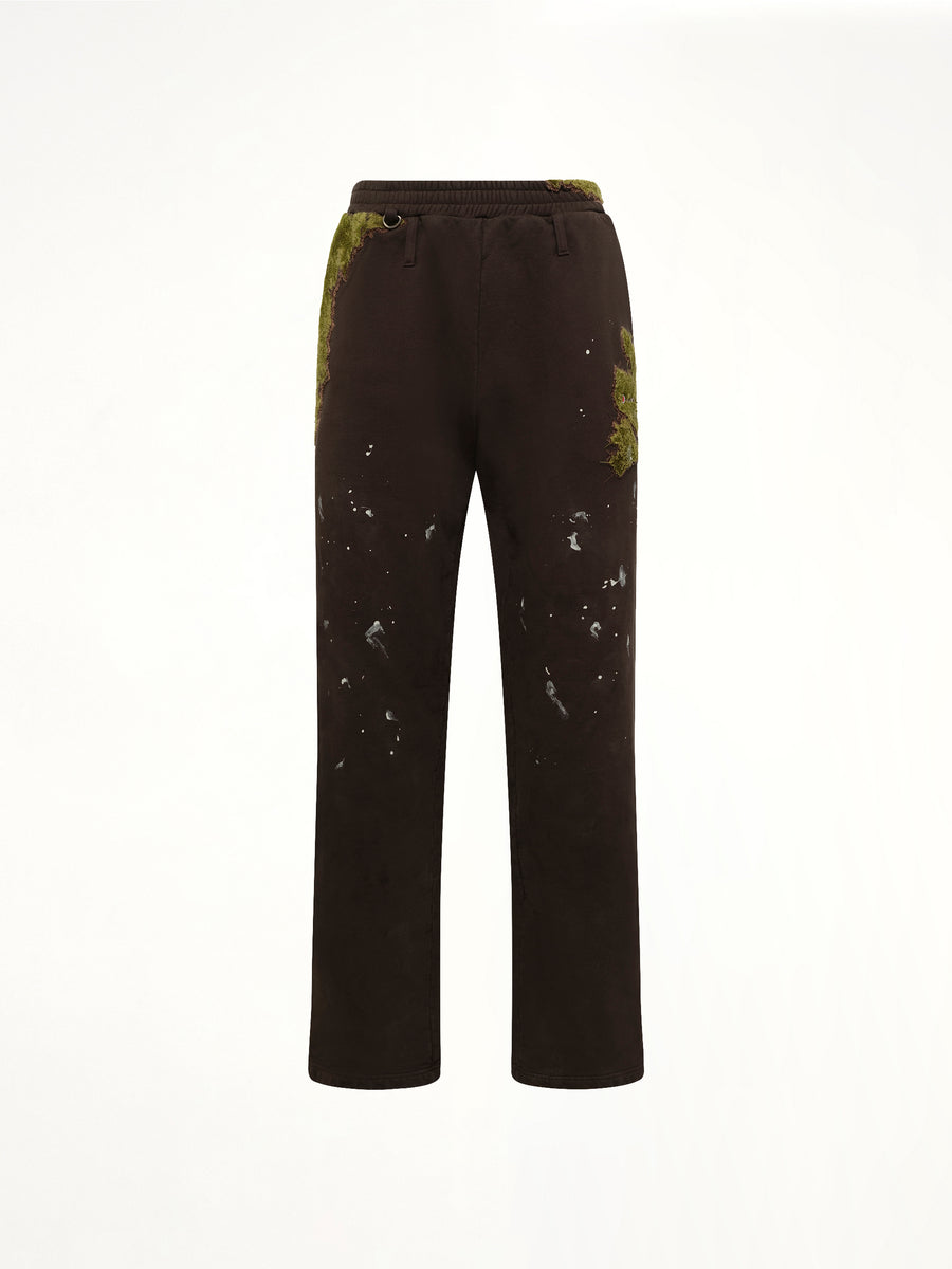 Moss-Grown Embroidery Sweat Pants in Brown