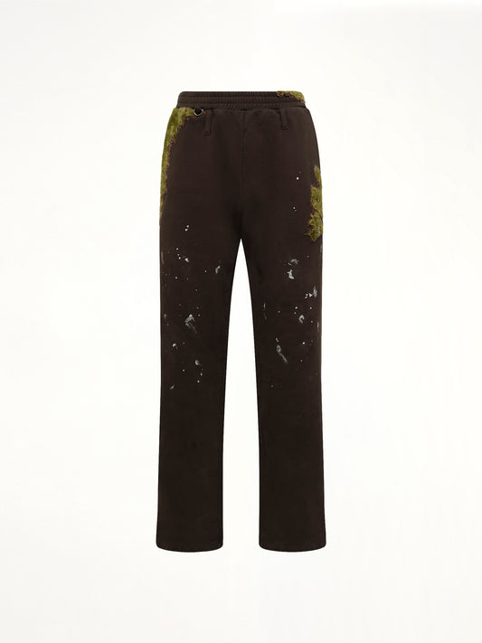 Moss-Grown Embroidery Sweat Pants in Brown
