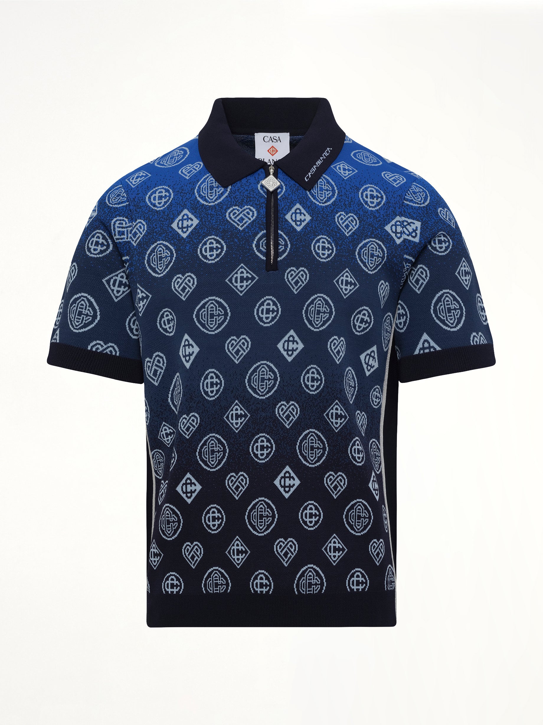 CASABLANCA Gradient Monogram Polo Shirt in Blue Product Photo from MARAIS