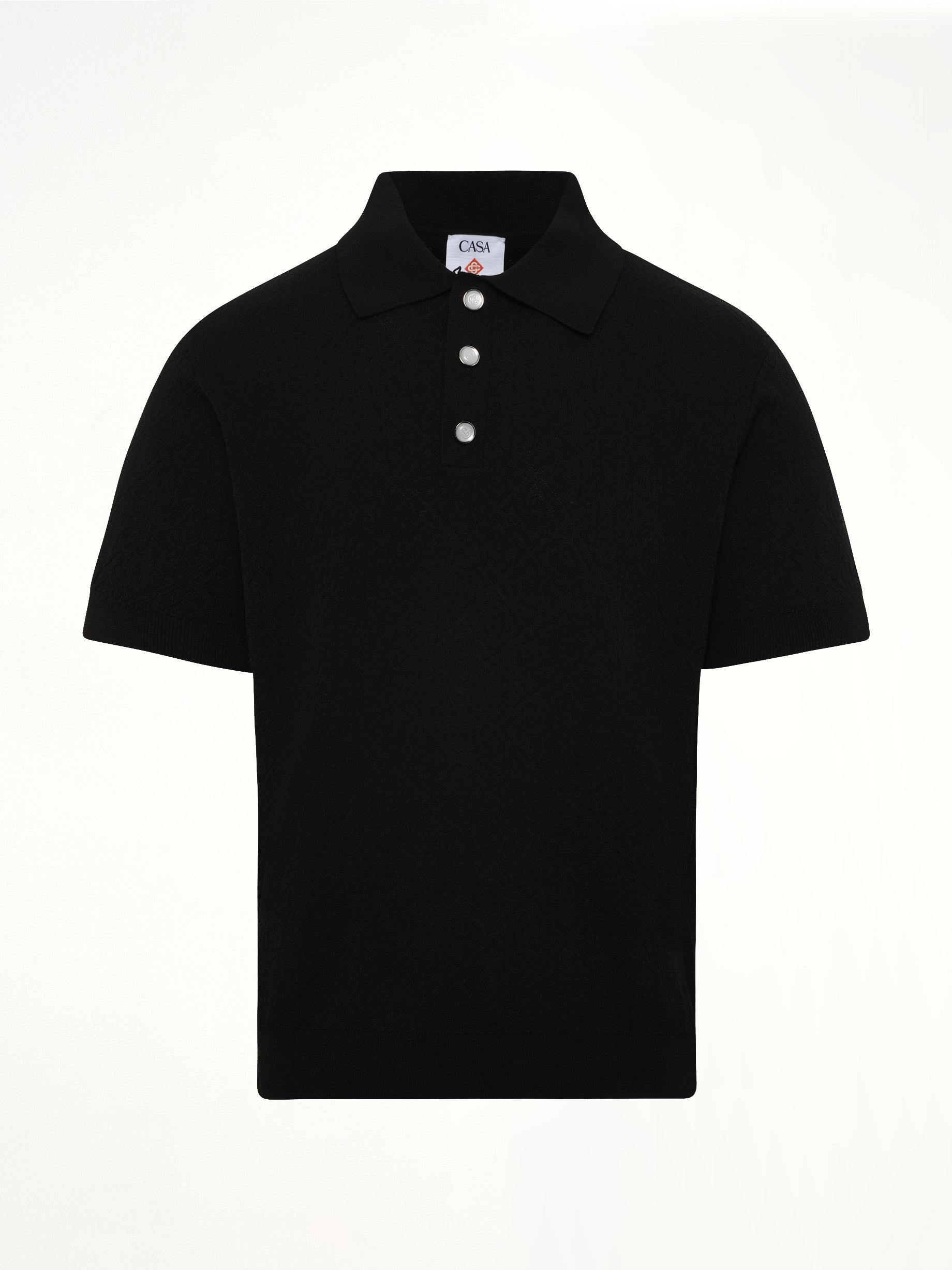 CASABLANCA , Pointelle Monogram Polo in Black Product Photo from MARAIS