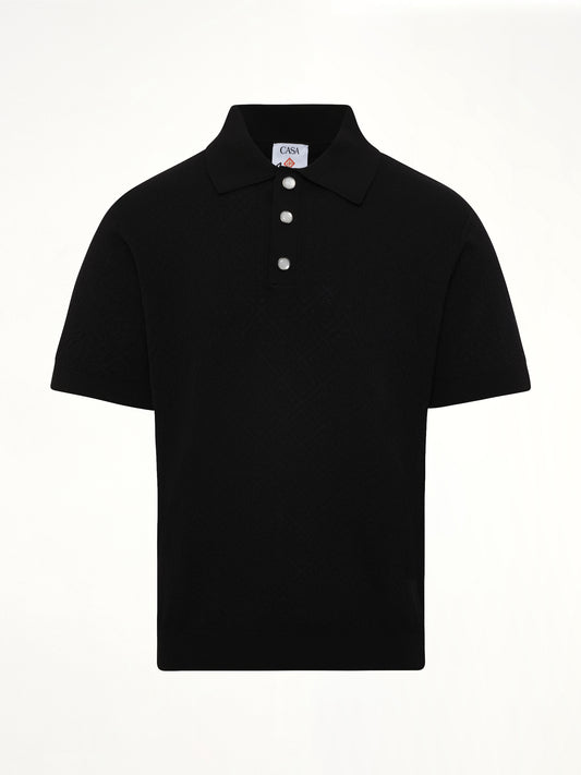 Pointelle Monogram Polo in Black