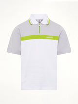 Quarter Zip Polo in Grey/White