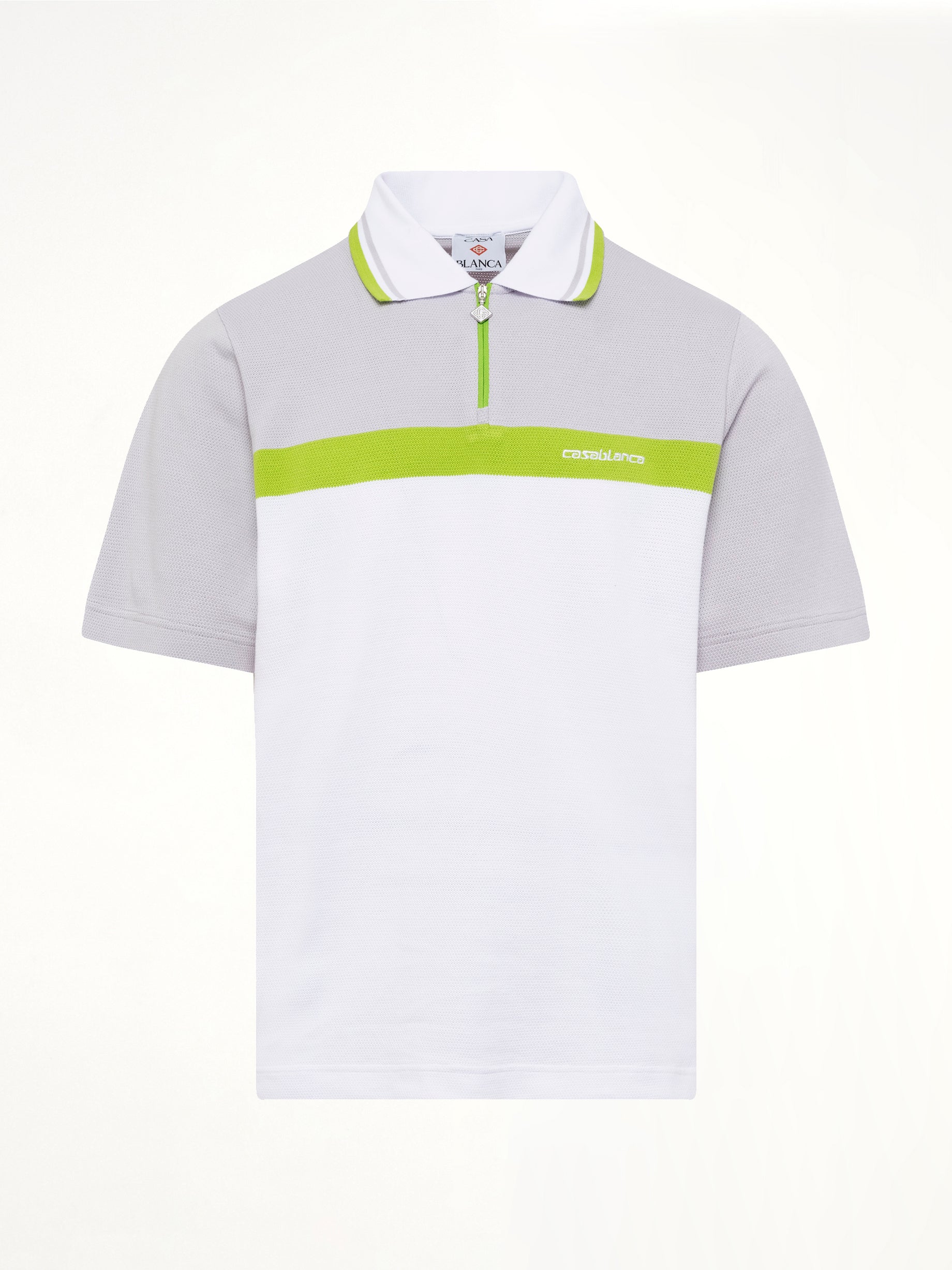 Quarter Zip Polo in Grey/White