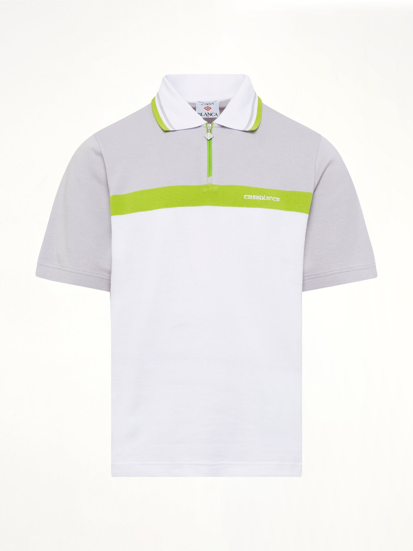 Quarter Zip Polo in Grey/White