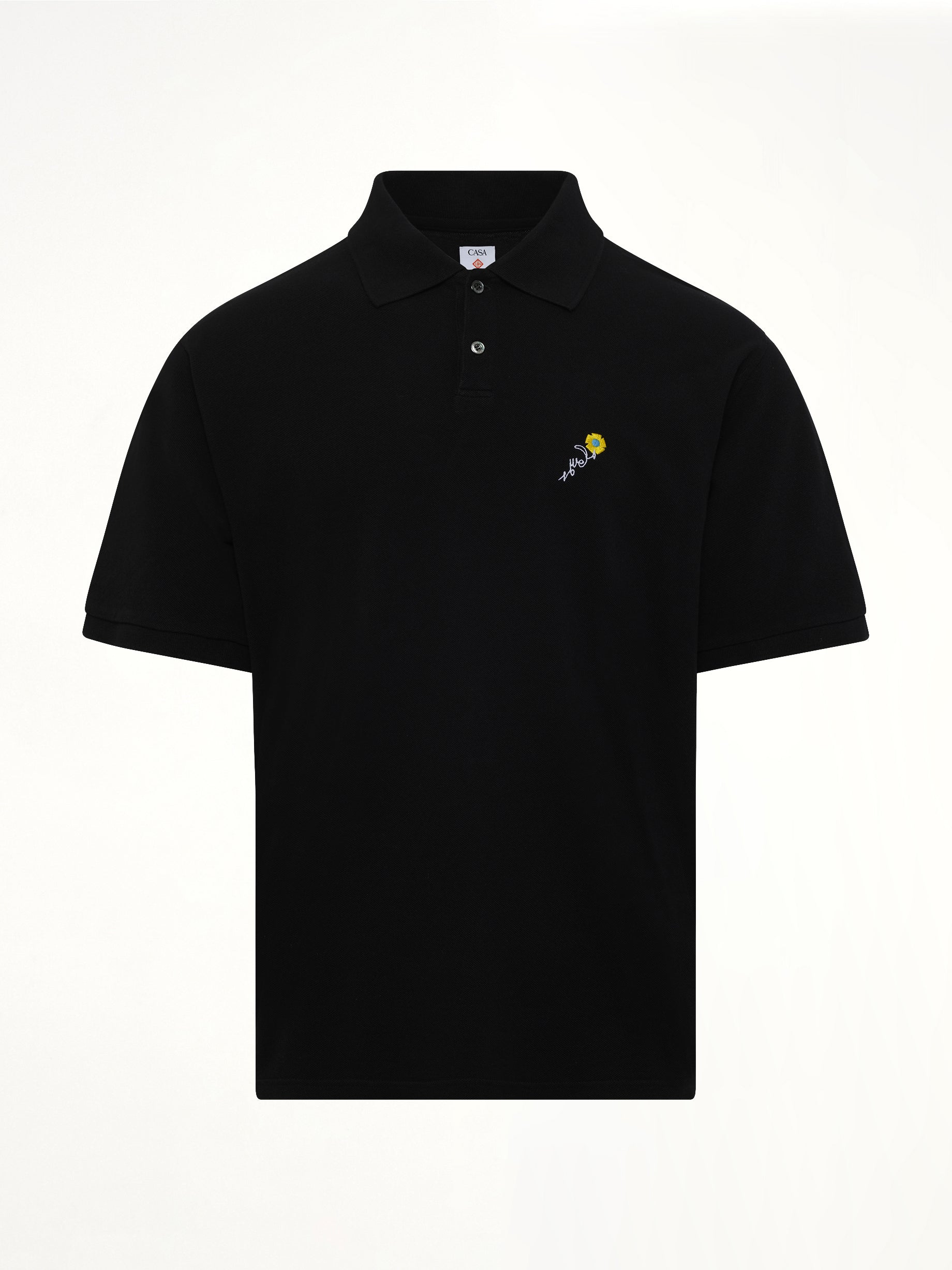 VOWELS S/S Pique Polo in Black Product Photo from MARAIS