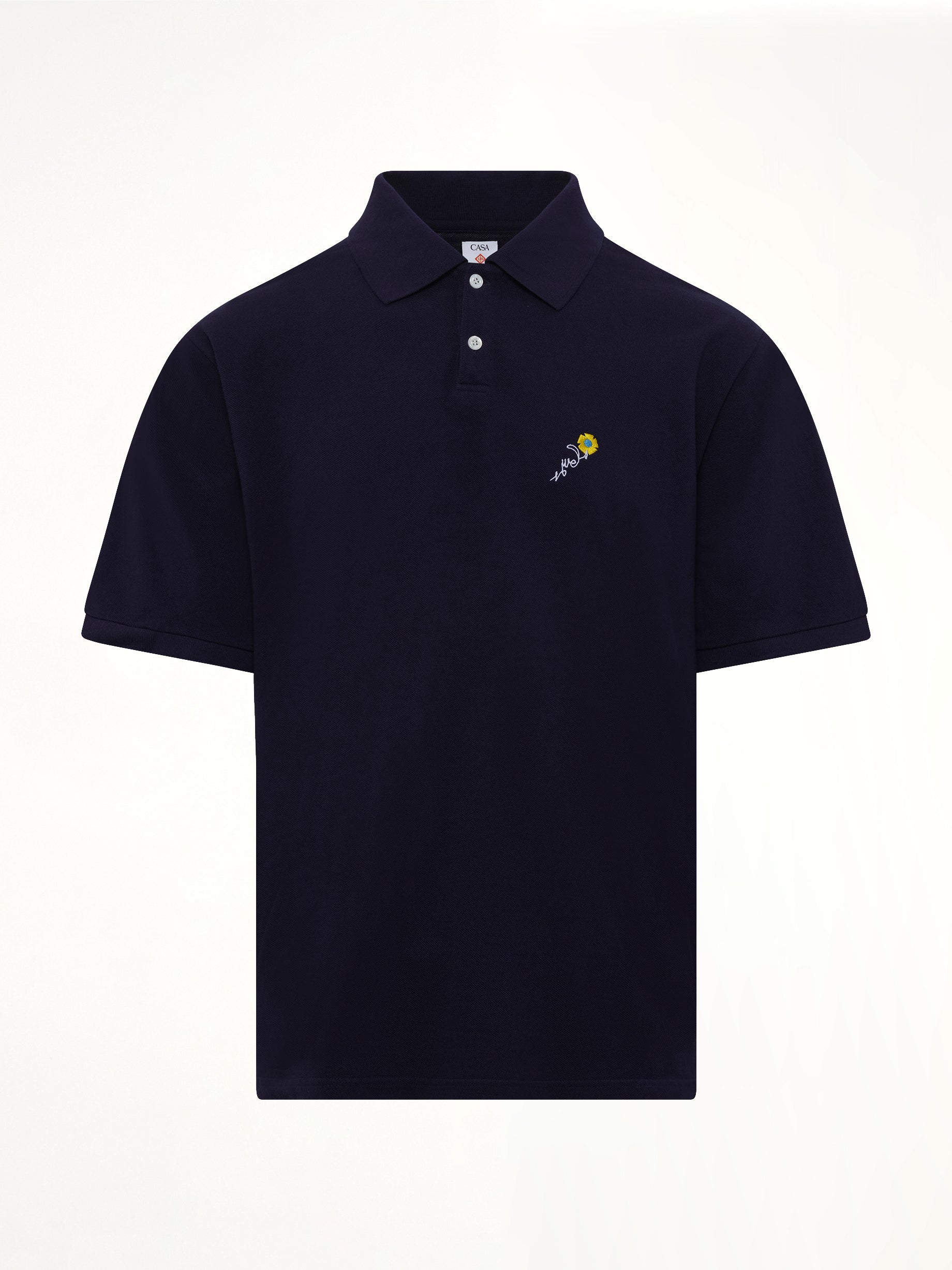 VOWELS S/S Pique Polo in Navy Product Photo from MARAIS