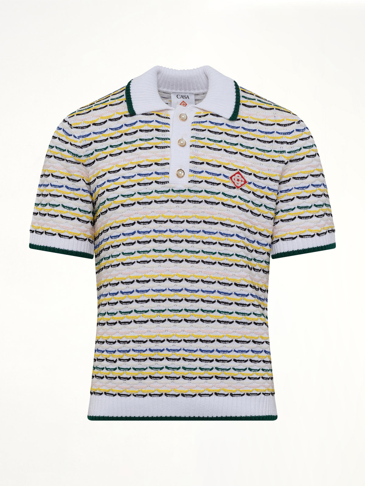 Tuck Stitch Polo Shirt in White