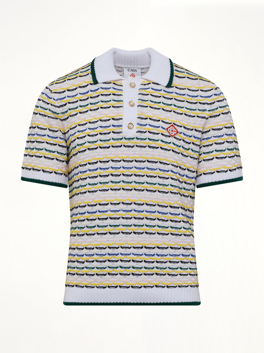 Tuck Stitch Polo Shirt in White