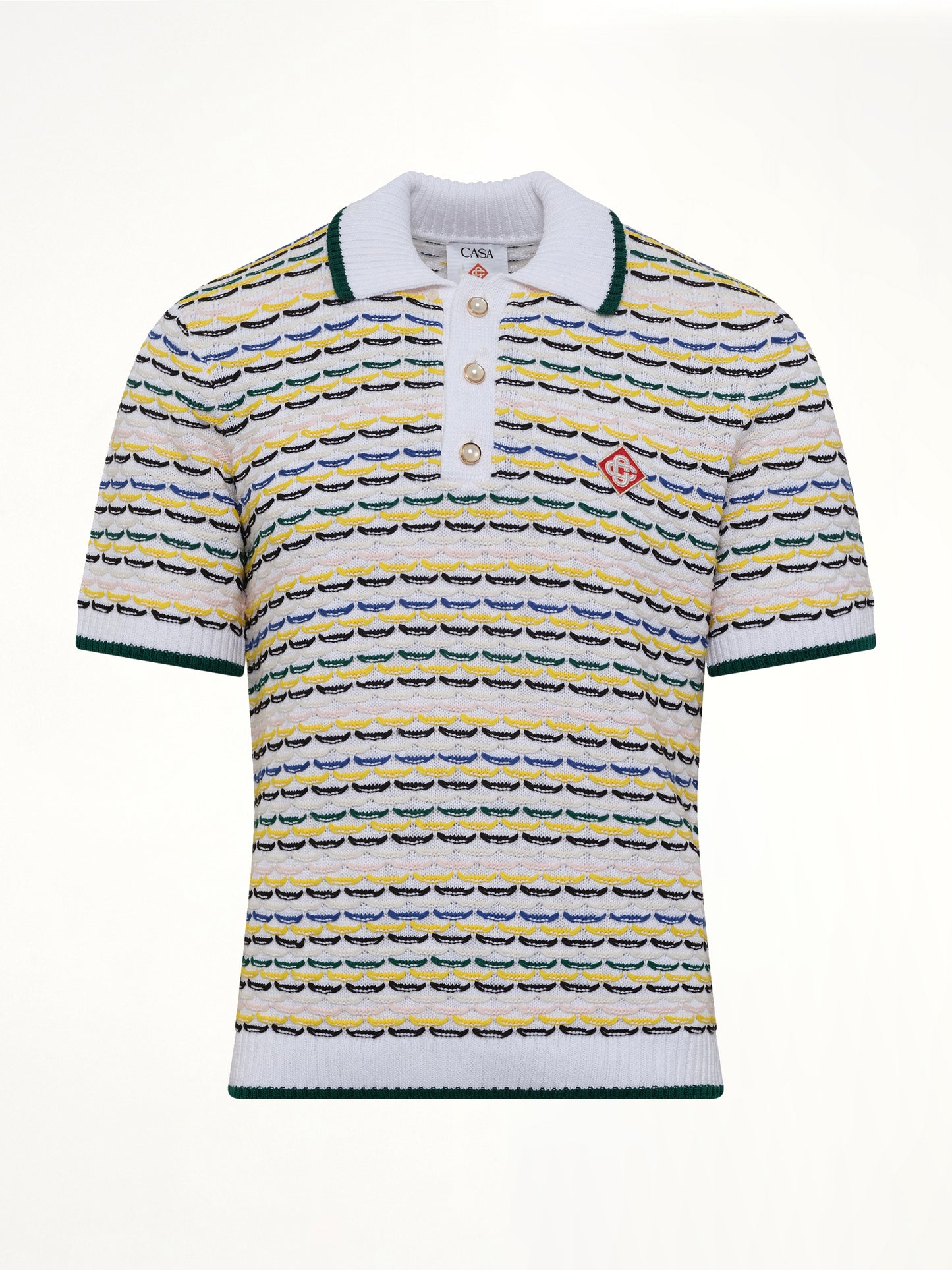 Tuck Stitch Polo Shirt in White