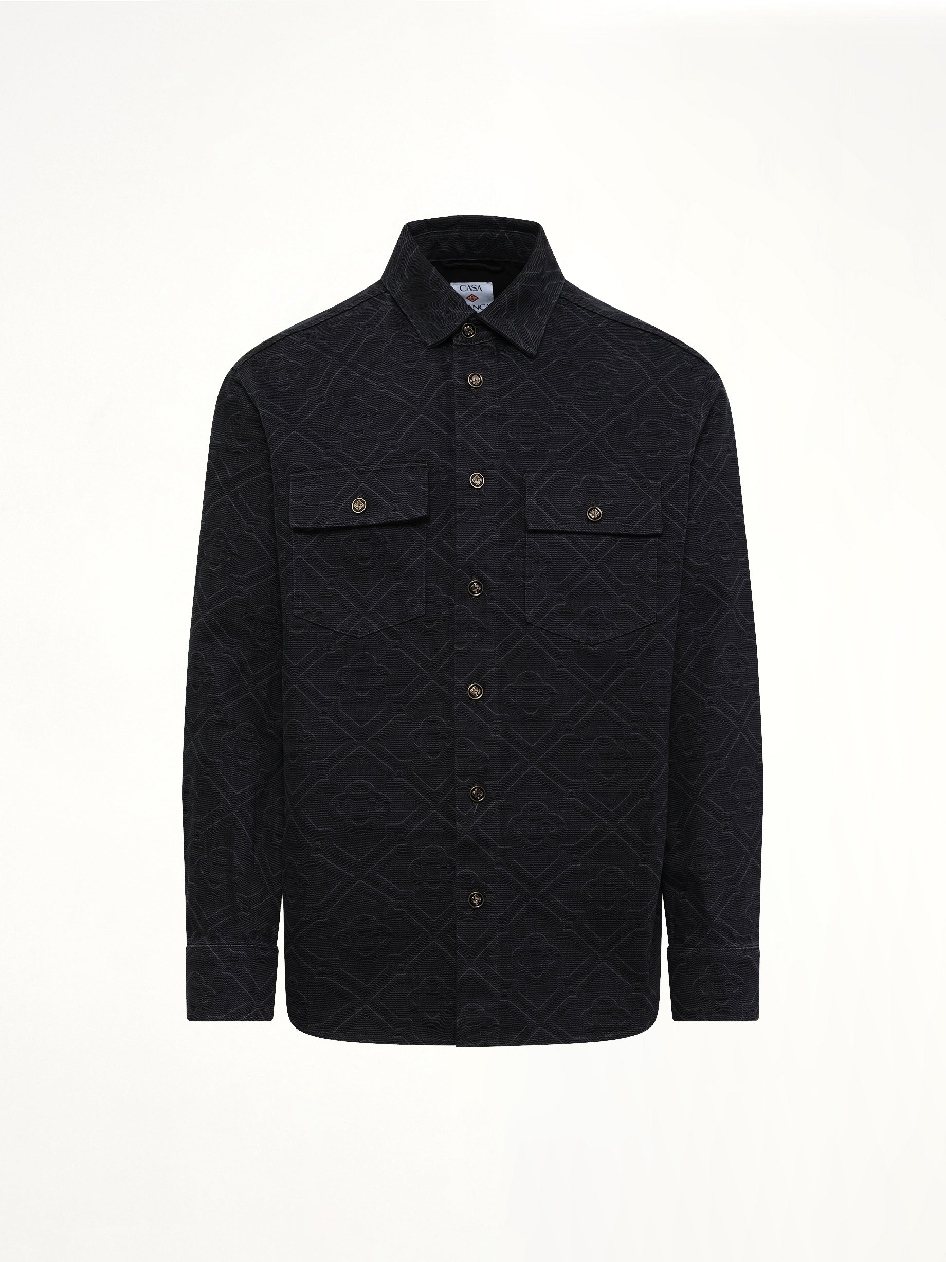 CASABLANCA Laser Monogram Denim Shirt in Black Product Photo from MARAIS
