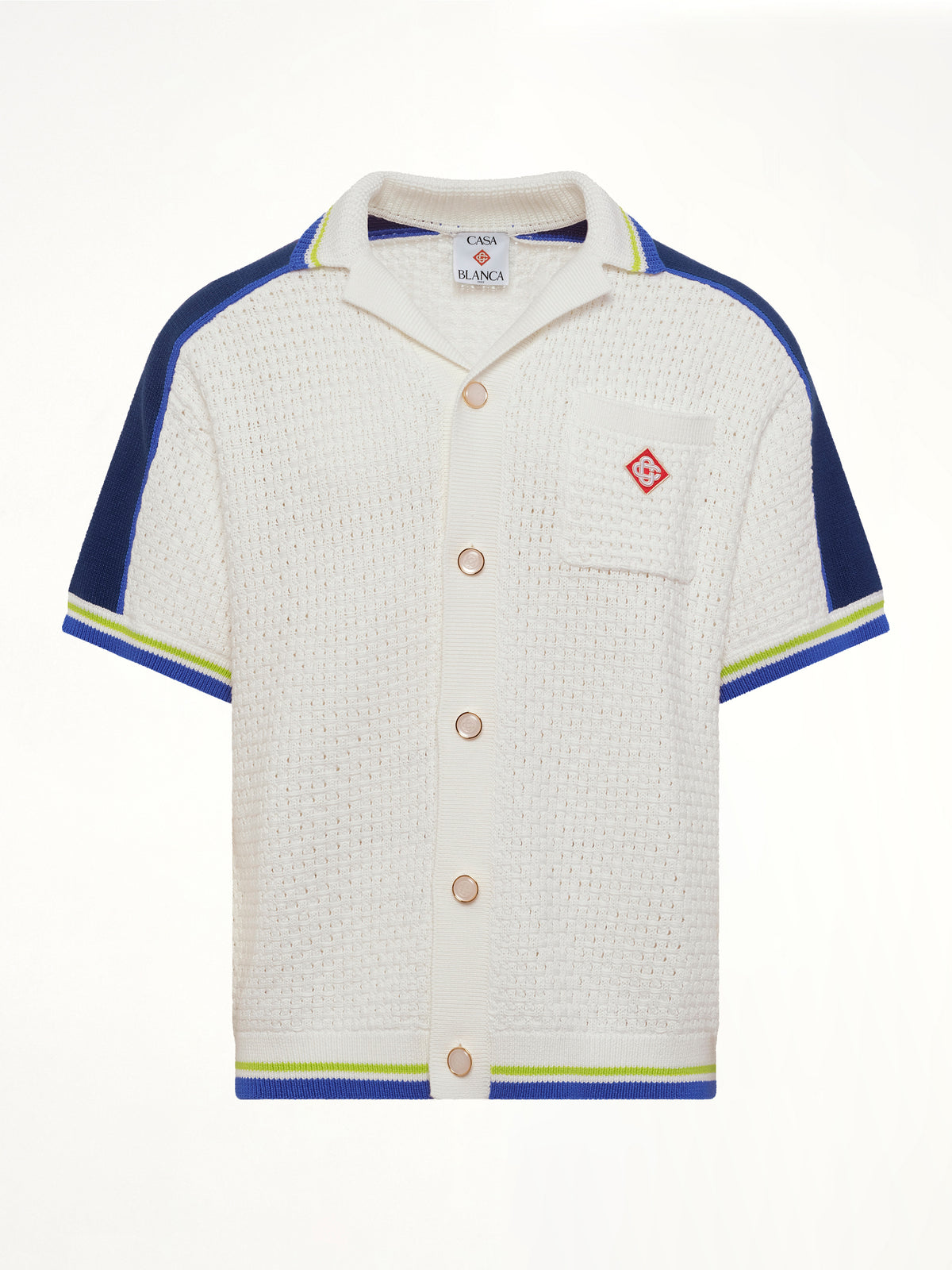 海军蓝/白色钩针衬衫