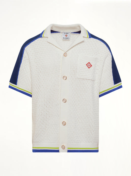 Crochet Shirt in Navy/White