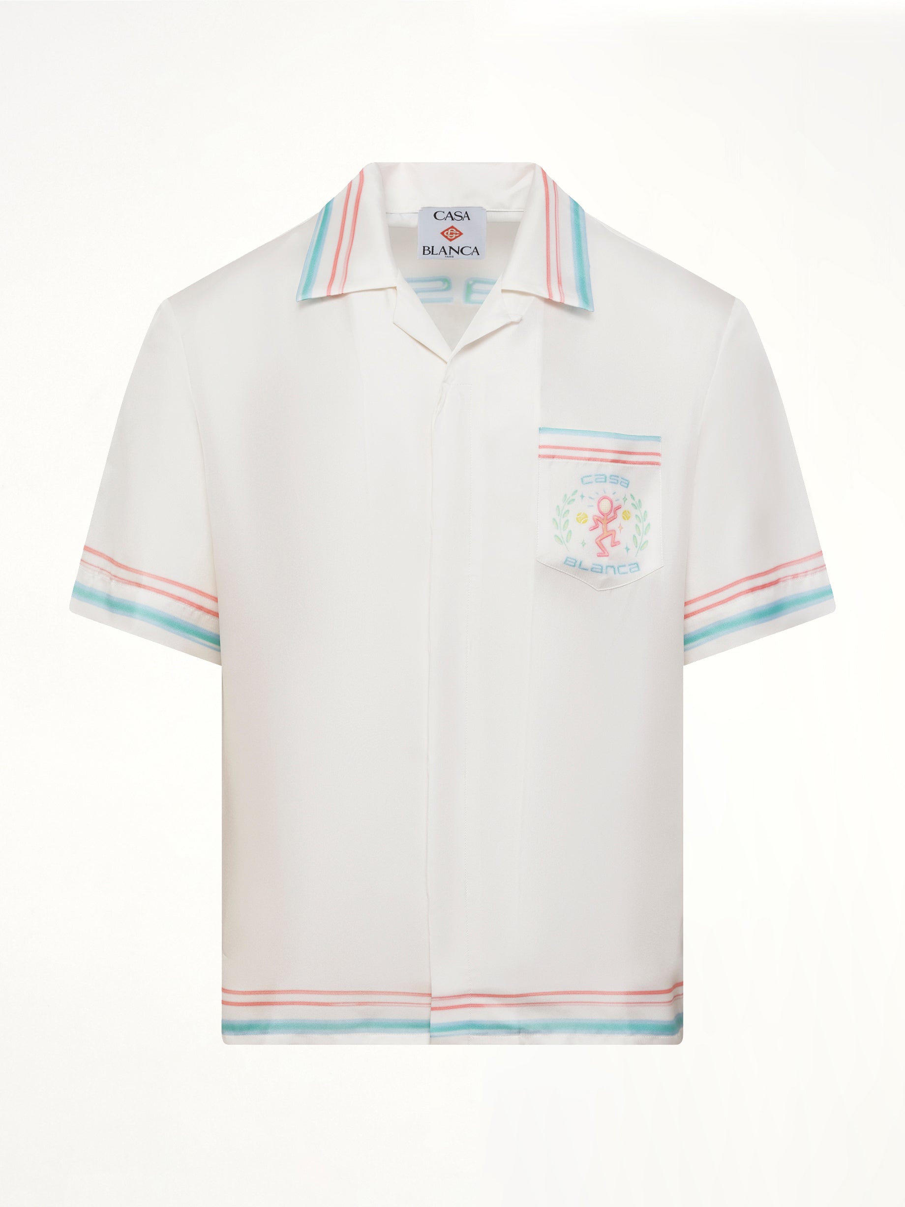 CASABLANCA Dance Joy Cuban Collar SS Shirt in White Product Photo from MARAIS