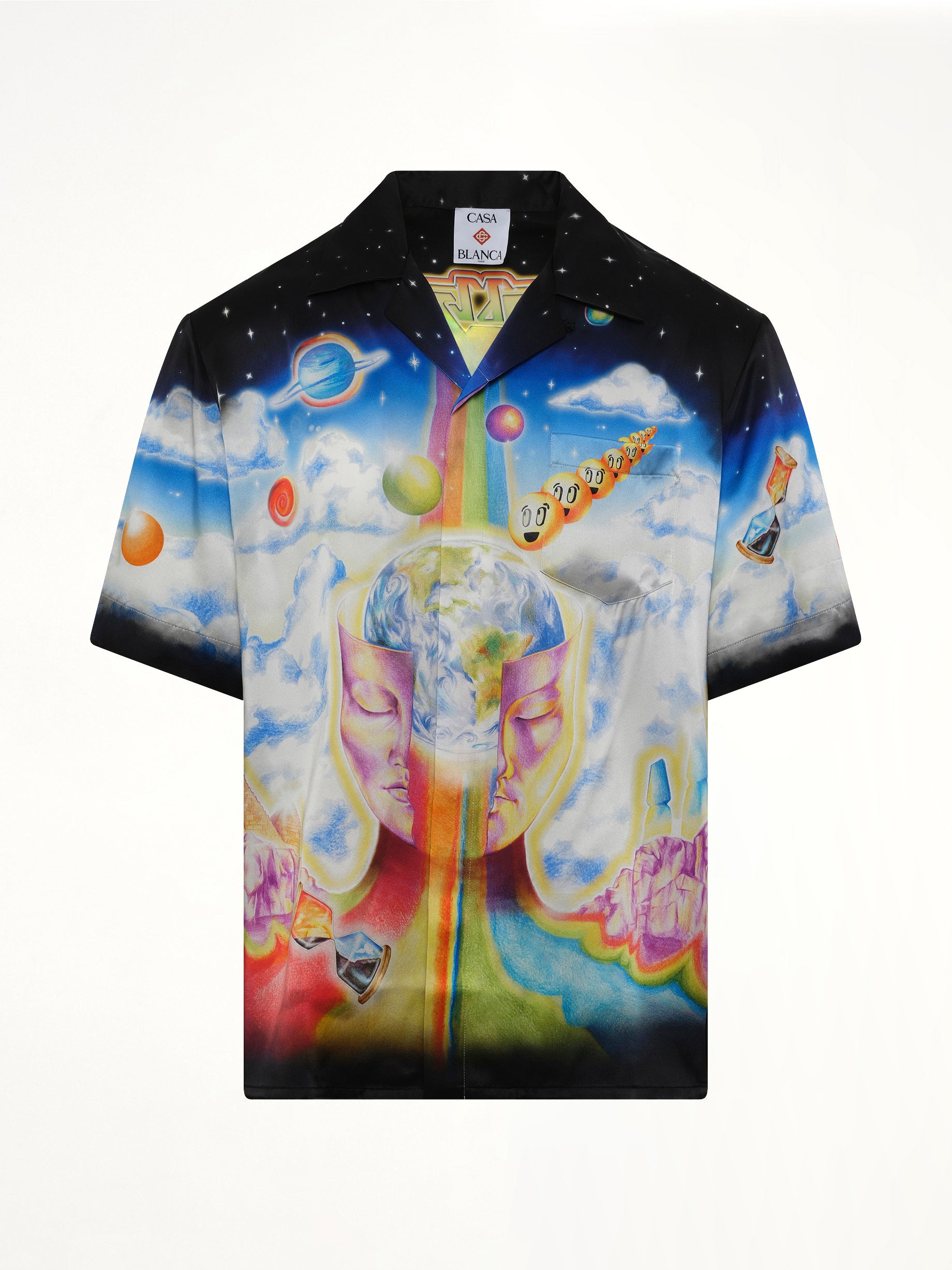 CASABLANCA The Essential Experience Cuban Collar SS Shirt in Black Product Photo from MARAIS