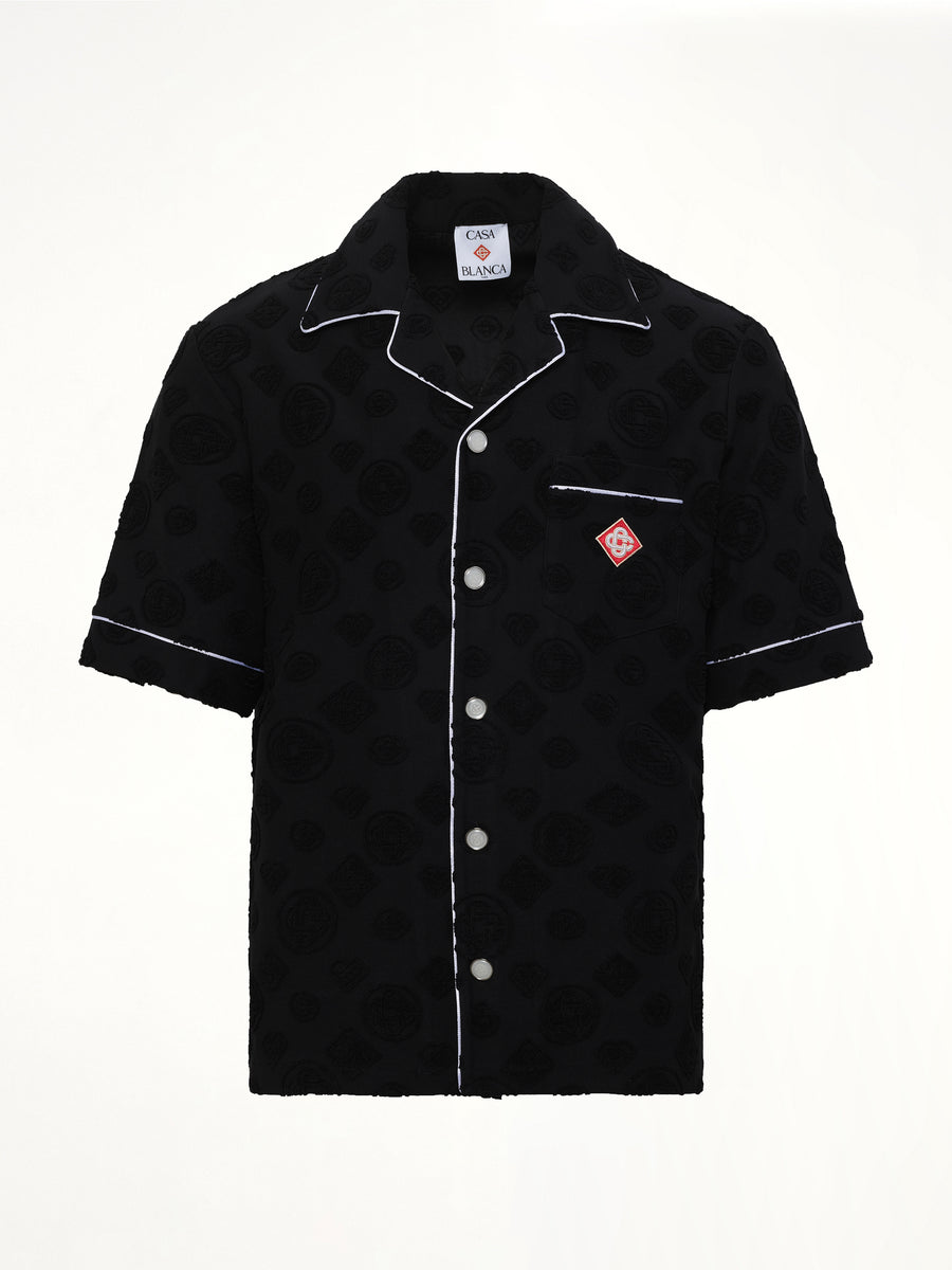 Towelling Monogram Shirt in Black