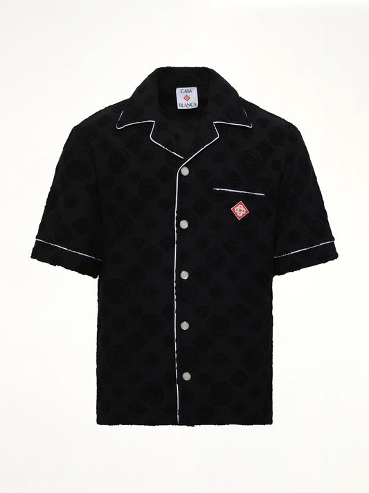 Towelling Monogram Shirt in Black