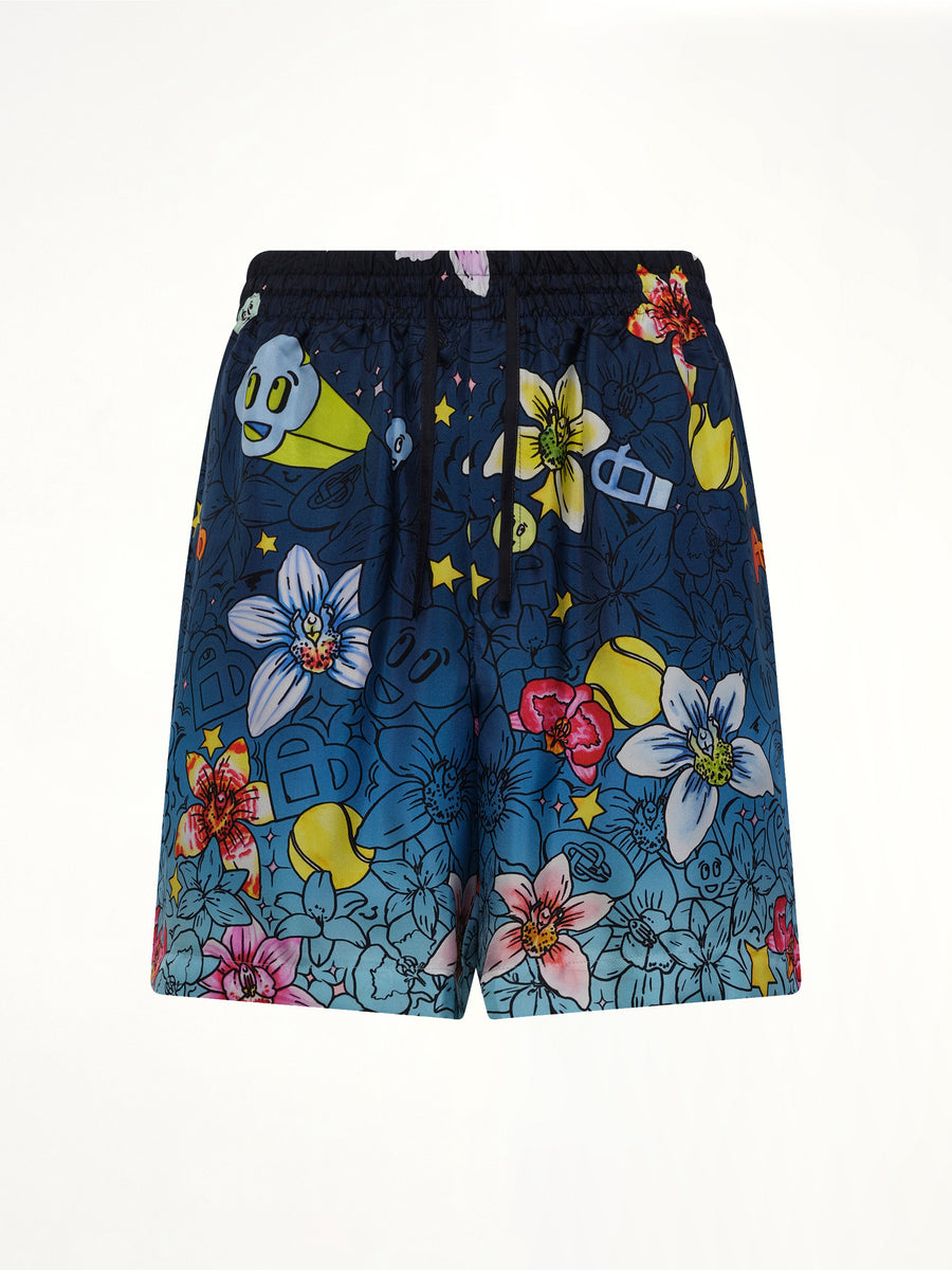 Collage D’Icones Silk Shorts in Multicolour