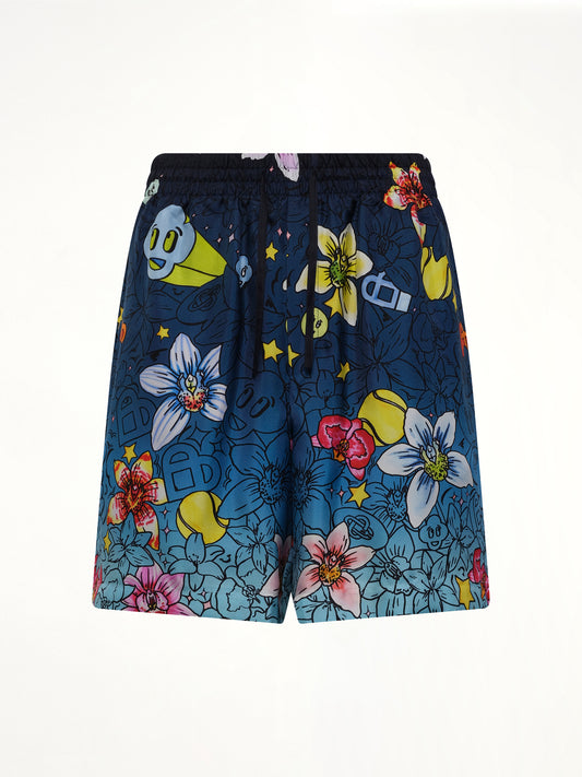 Collage D’Icones Silk Shorts in Multicolour