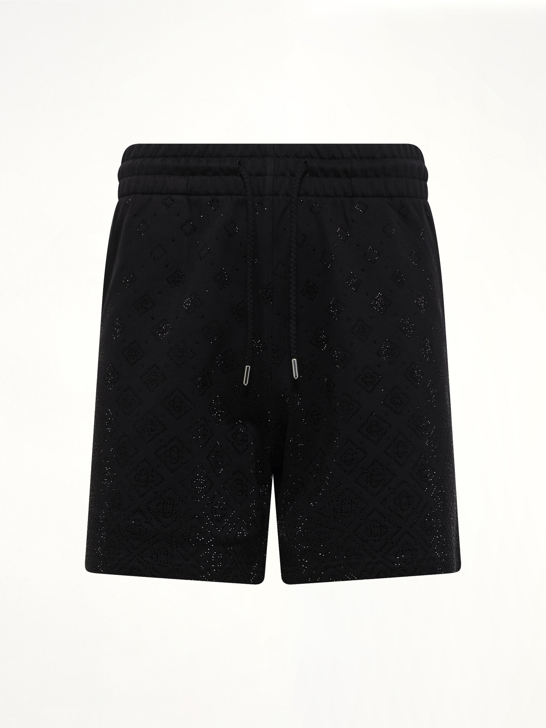 CASABLANCA Crystal Monogram Sweatshort in Black Product Photo from MARAIS
