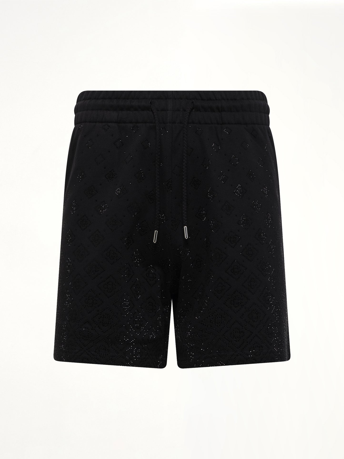 Crystal Monogram Sweatshort in Black